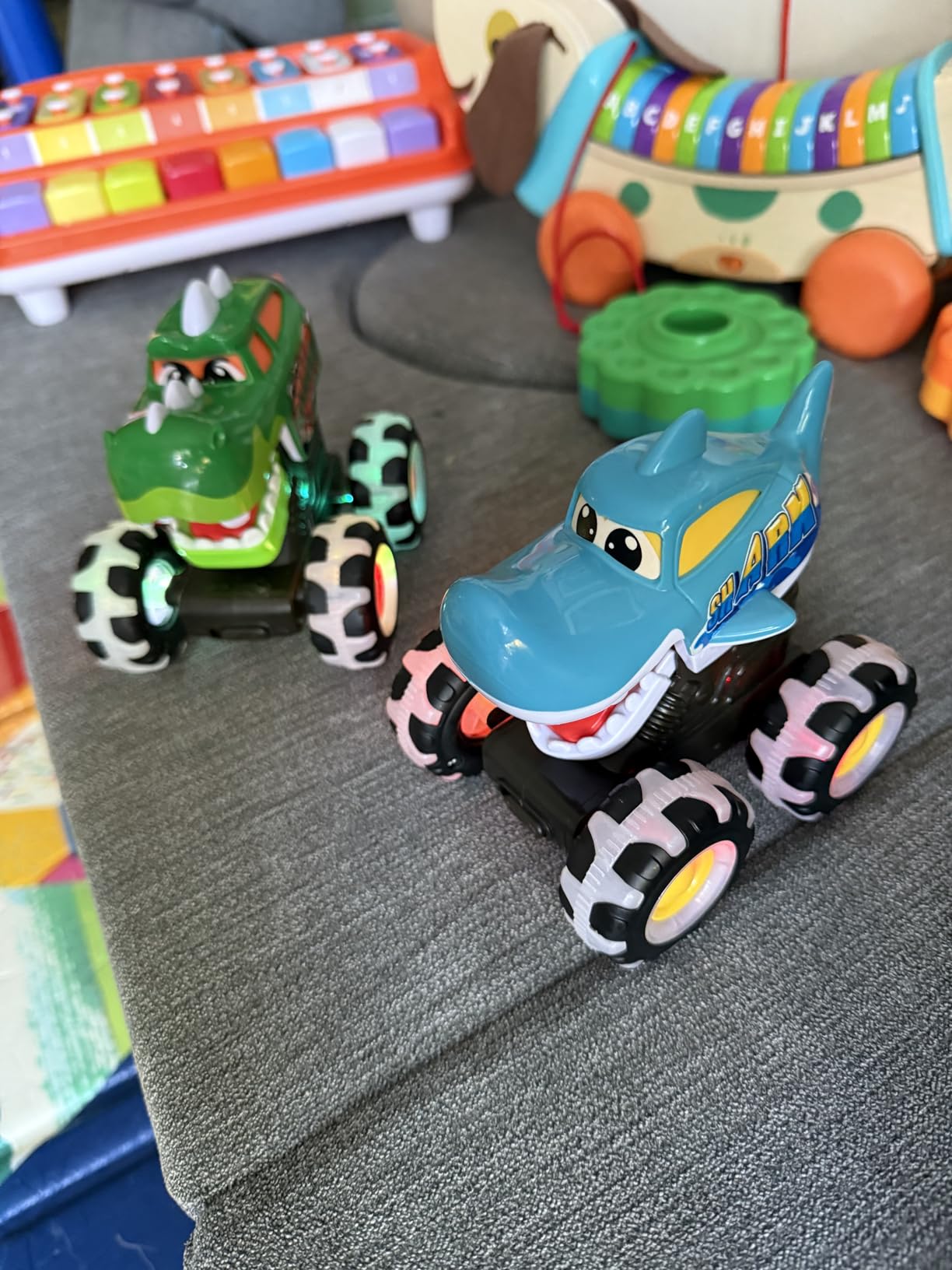 JOYIN 3 Pack Monster Truck Toy - Motion Activated Light Up Cars for Toddlers - Monster Glow Rover LED Wheels - Baby Boy Toys - Press and Go Dinosaur Trucks for Kids Boys Birthday Gifts for Christmas - Customer Photo 2