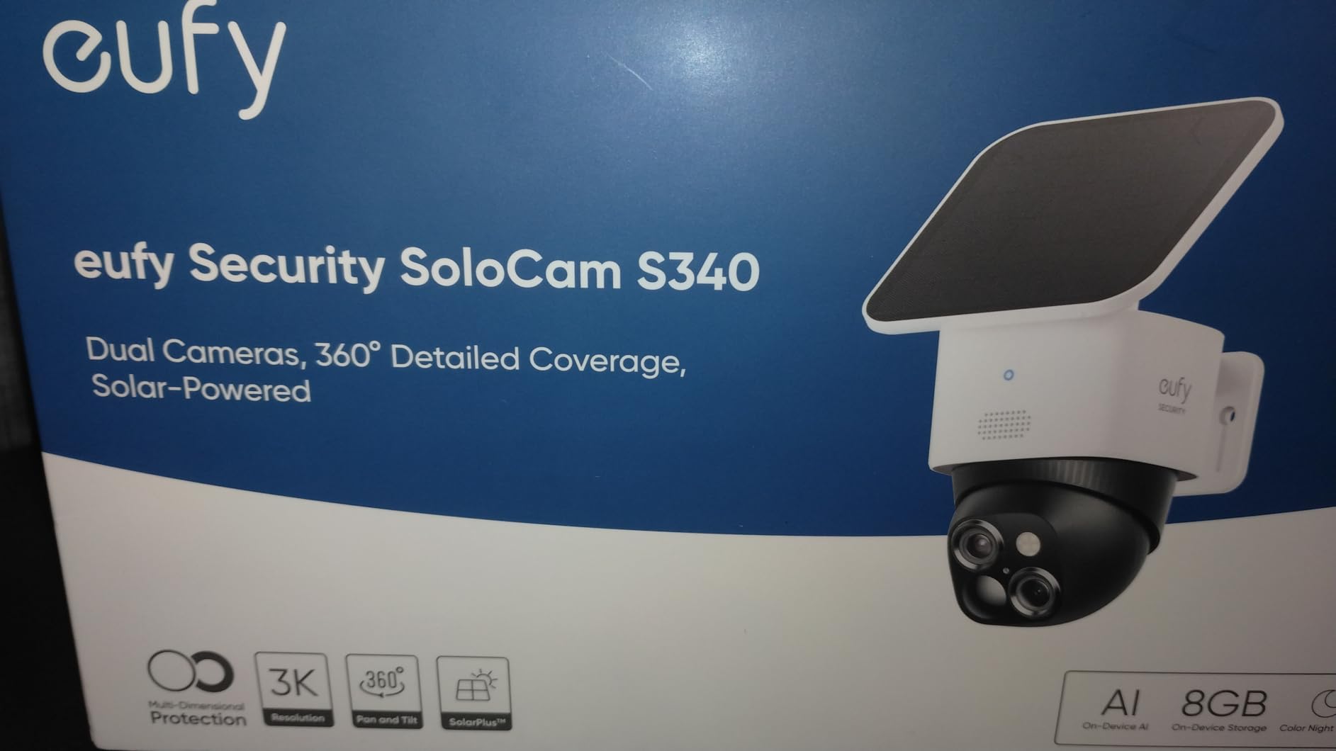 eufy Security SoloCam S340, Solar Security Cameras Wireless Outdoor, Cameras for Home Security, 360° Pan & Tilt Surveillance, No Blind Spots, 2.4 GHz Wi-Fi, No Monthly Fee, HomeBase S380 Compatible Customer Review eufy Security SoloCam S340, Solar Security Cameras Wireless Outdoor, Cameras for Home Security, 360° Pan & Tilt Surveillance, No Blind Spots, 2.4 GHz Wi-Fi, No Monthly Fee, HomeBase S380 Compatible - Customer Photo 1