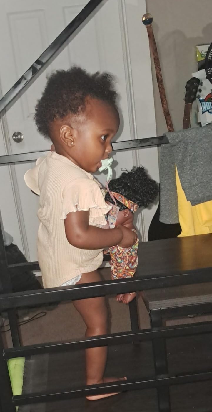 Nice2you Black Baby Doll, 10 inch American African Girl Doll with Dress, Realistic Reborn for Kids Aged 2 3 4 5 6, Silicone Small Toy Curly Hair Birthday Gift, Brown, BD-1 Customer Review Nice2you Black Baby Doll, 10 inch American African Girl Doll with Dress, Realistic Reborn for Kids Aged 2 3 4 5 6, Silicone Small Toy Curly Hair Birthday Gift, Brown, BD-1 - Customer Photo 4
