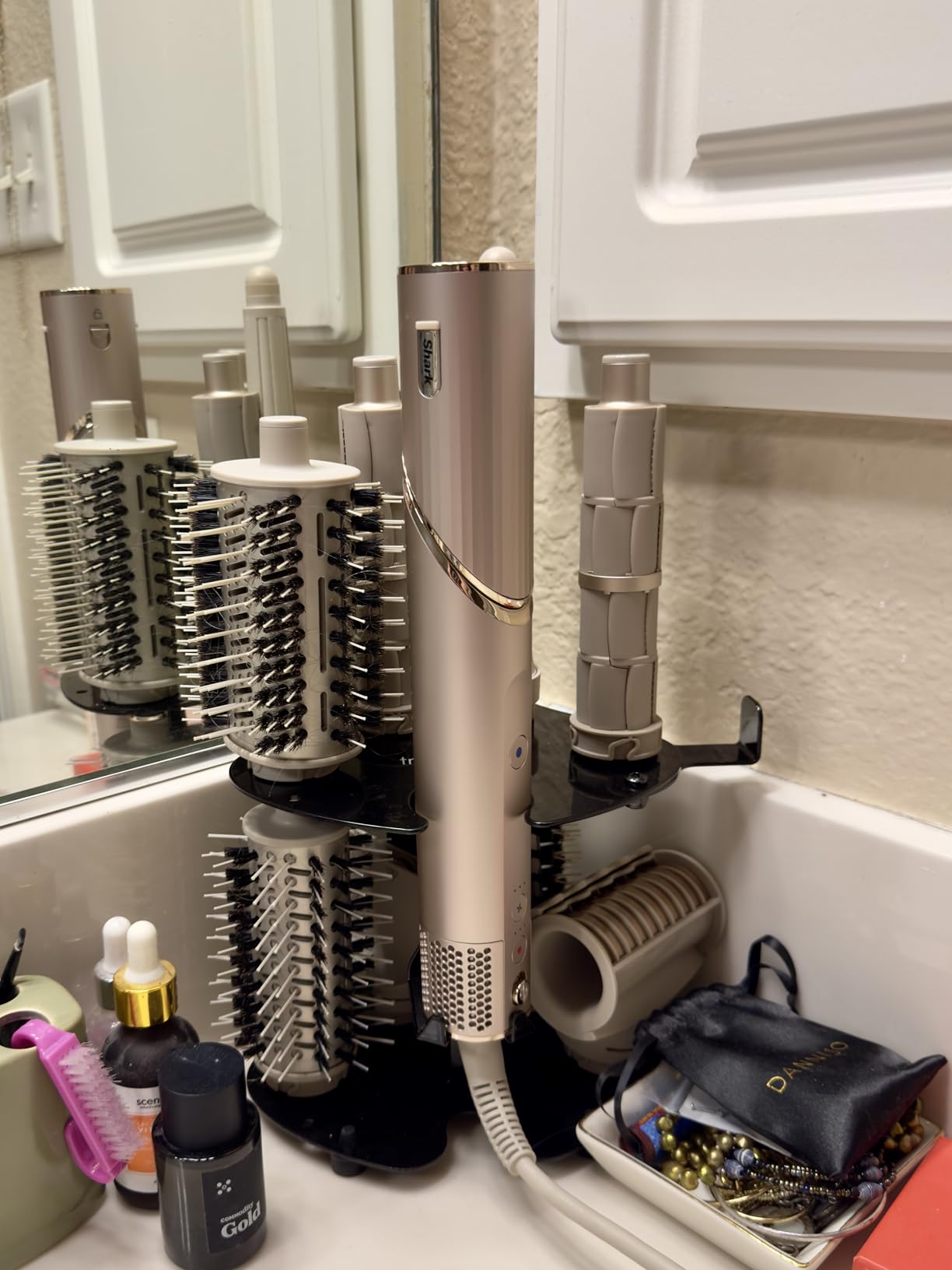 Blow Dryer Accessory Holder for Dyson Airwrap & Shark FlexStyle Only | Wall or Countertop Organizer for Hair Tools | Steel Storage Rack for Styling Attachments (Blow Dryer Not Included) - Customer Photo 1