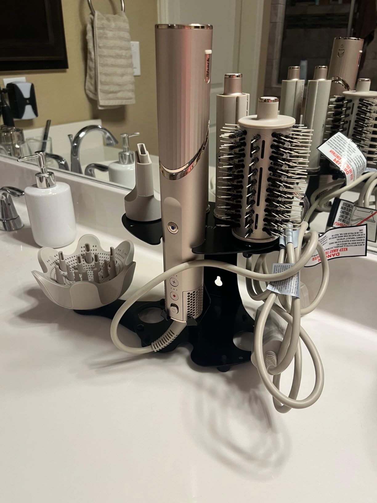 Blow Dryer Accessory Holder for Dyson Airwrap & Shark FlexStyle Only | Wall or Countertop Organizer for Hair Tools | Steel Storage Rack for Styling Attachments (Blow Dryer Not Included) - Customer Photo 2