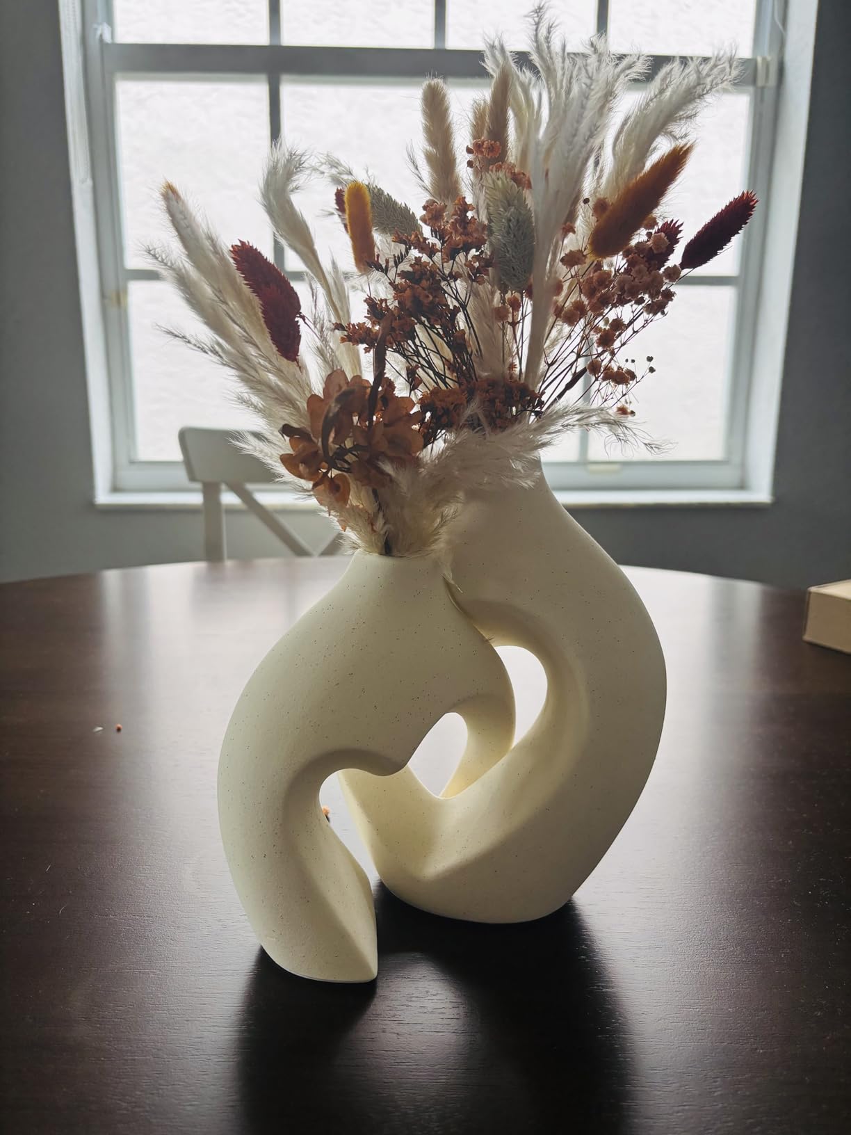 White Vases for Decor, Heart Shaped Ceramic Vase Set of 2, Nordic Heart Shaped Vases, Minimalist Decorative Vase for Table Centerpiece Wedding Dining Living Room Office House Decoration - Customer Photo 3