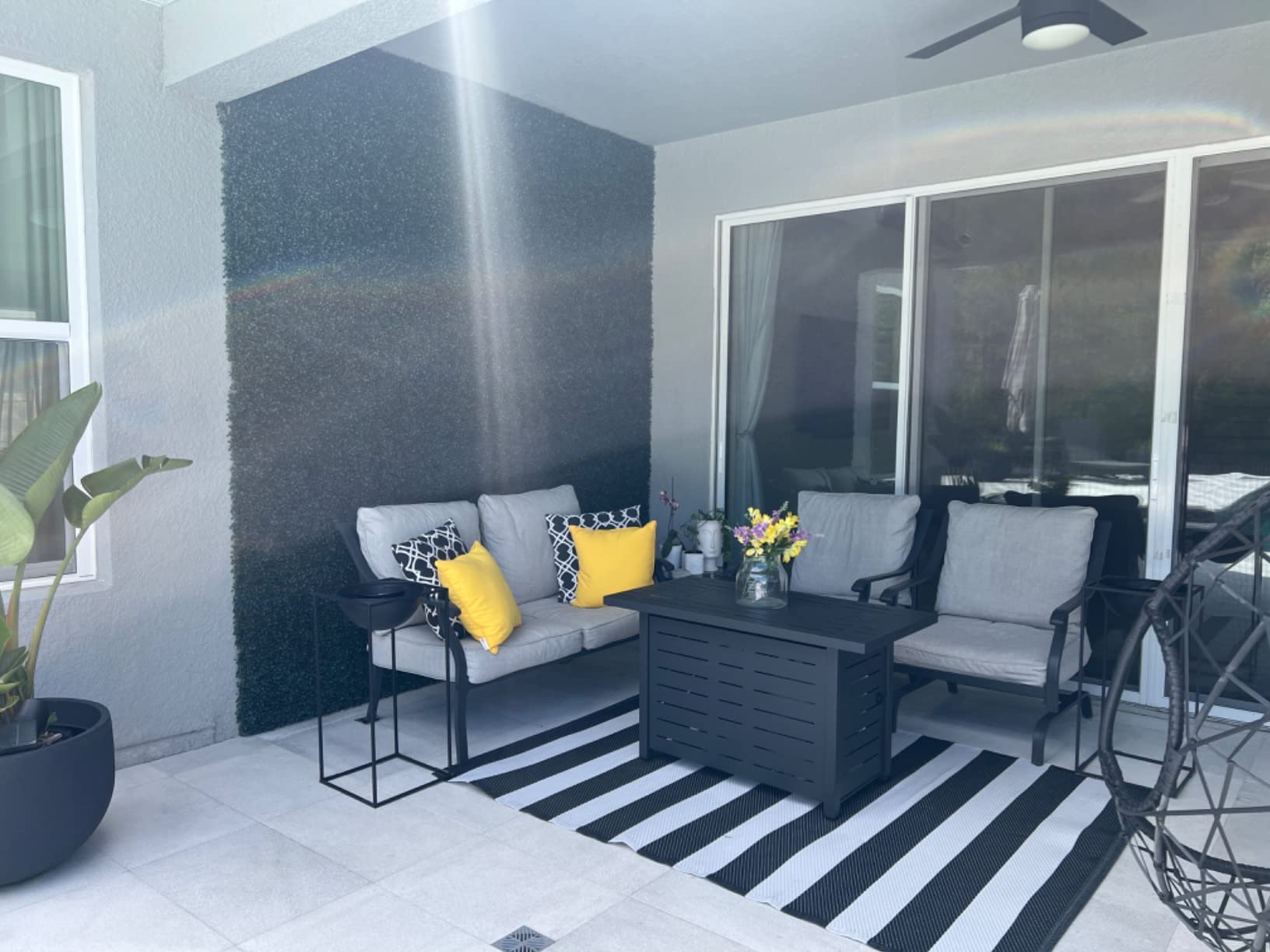 Havato Propane Fire Pit Table,50,000 BTU Gas Fire Pit Table,with Lava Rock,Glass Wind Cover,Imitation Rattan Weave Texture,Quick Auto Ignition Gas Firepit for Outside Picnic Backyard Garden - Customer Photo 4