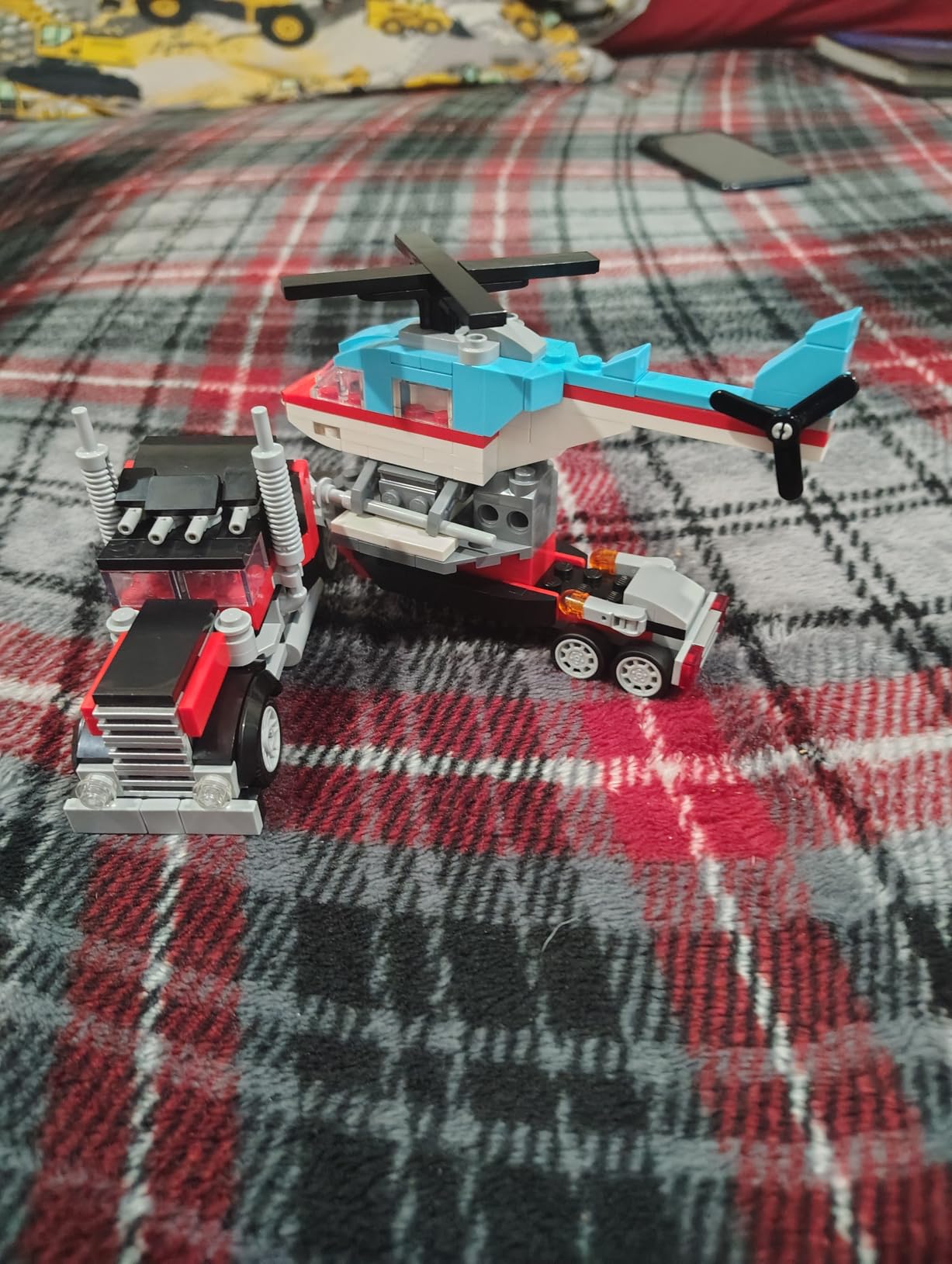 LEGO Creator 3 in 1 Flatbed Truck with Helicopter Toy, Transforms from Flatbed Truck Toy to Propeller Plane to Hot Rod and SUV Car Toys, Gift Idea for Boys and Girls Ages 7 Years Old and Up, 31146 - Customer Photo 1