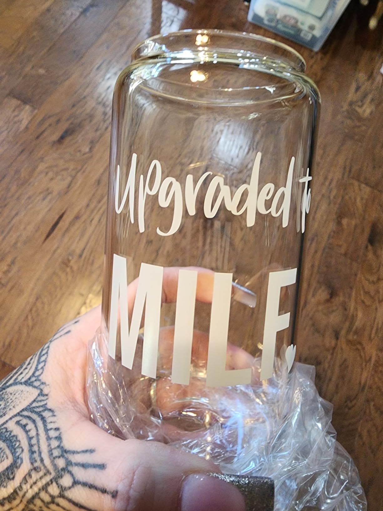 Fairy's Gift New Mom 16 oz Glass Cup with Lid Straw, Funny New Mom Gifts for Women, Christmas Birthday, Postpartum, Pregnancy Gifts for Expecting Mommy, Pregnant Women, Mother to Be, First Time Mommy - Customer Photo 2