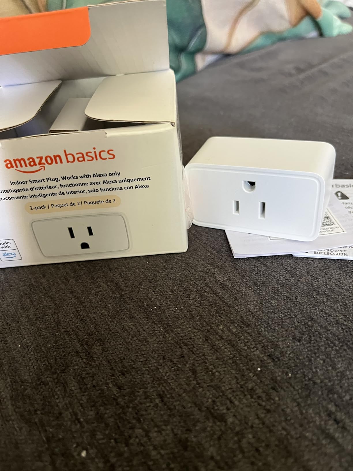 Amazon Basics Smart Plug, Works with Alexa Only, 2.4 GHz Wi-Fi, No Hub Required, 2 Pack, White - Customer Photo 3