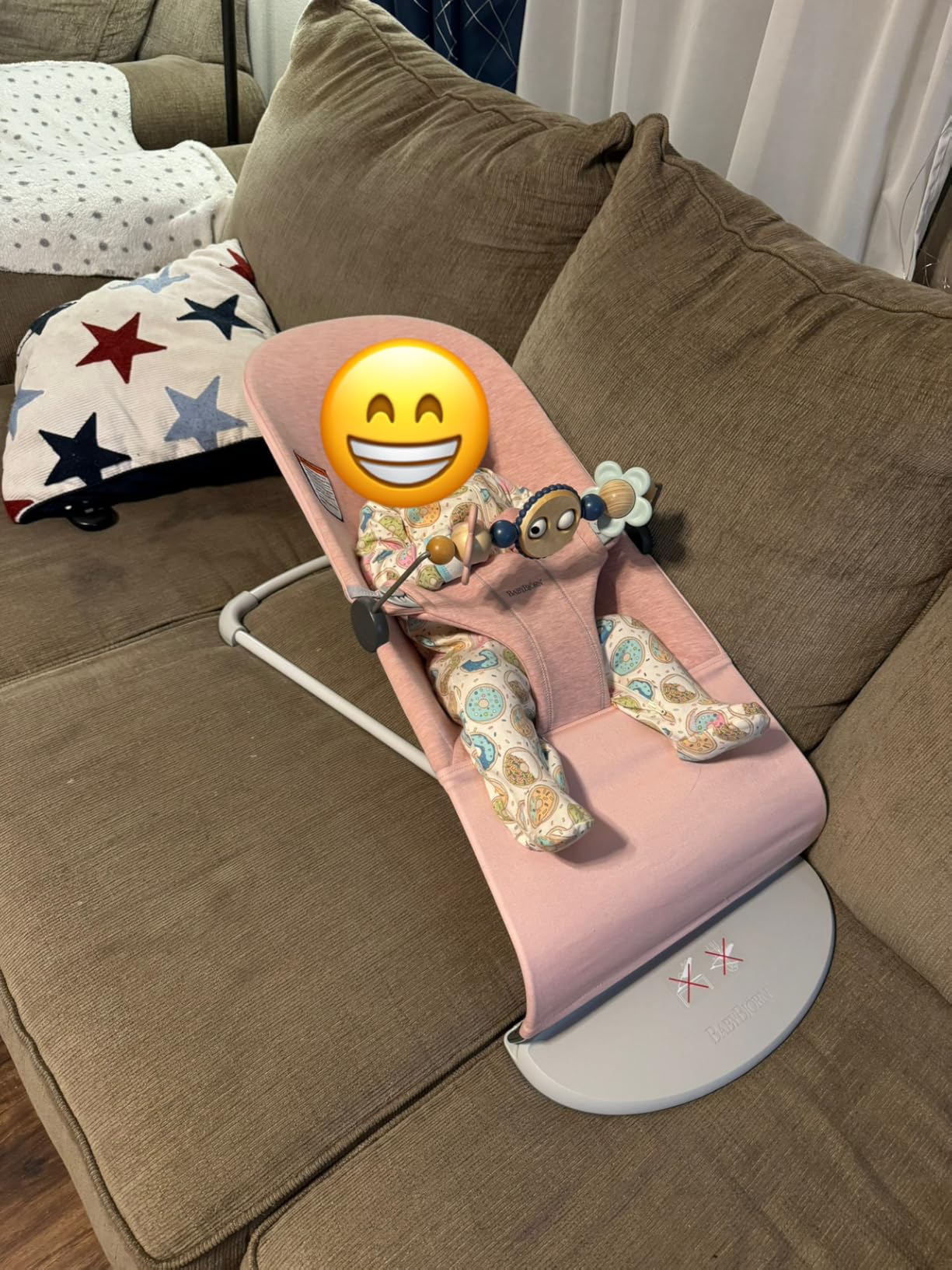 BabyBjörn Bouncer Bliss, Sand Gray, Woven, Classic Quilt | 2-in-1 Adjustable Baby Bouncer Seat and Toddler Chair, Newborn to Toddler (8-29 lbs), 4 Positions, Lightweight & Portable - Customer Photo 1