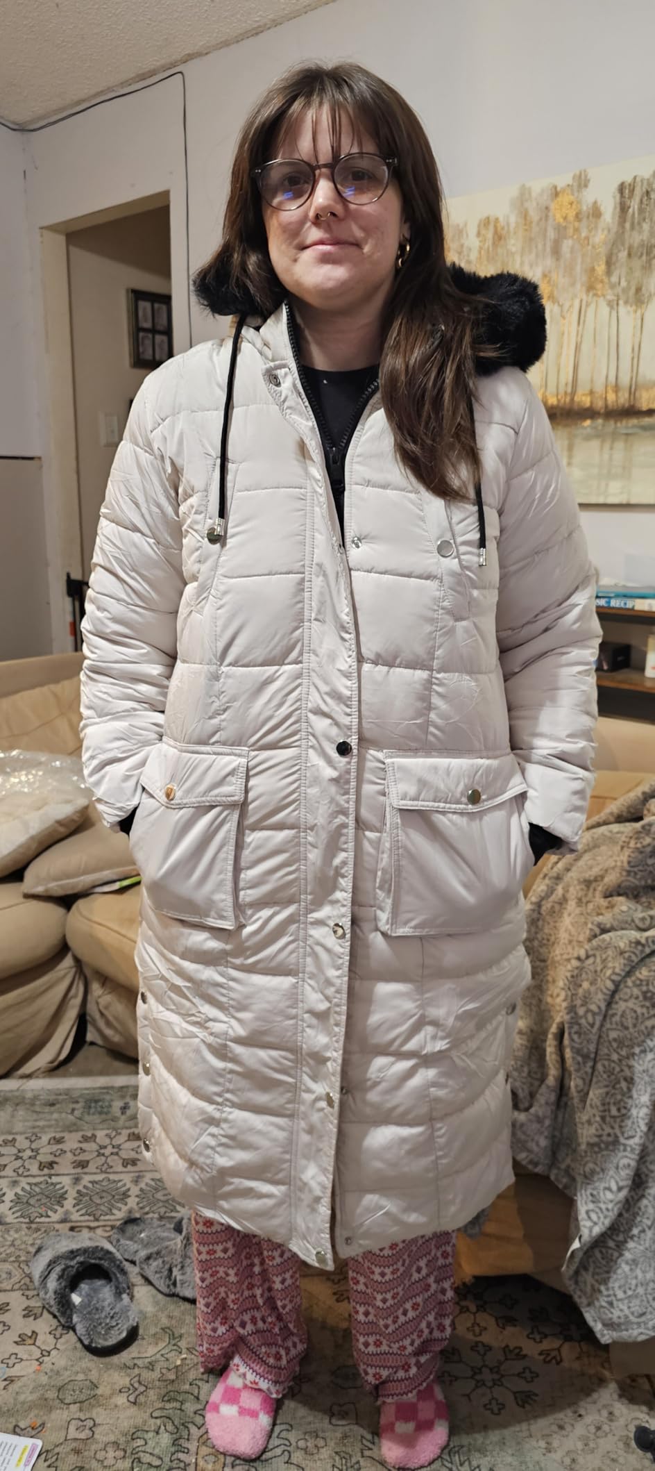 MOERDENG Women's Waterproof Long Winter Coat Thickened Down Alternative Jacket Warm Puffer Jacket Parka - Customer Photo 1
