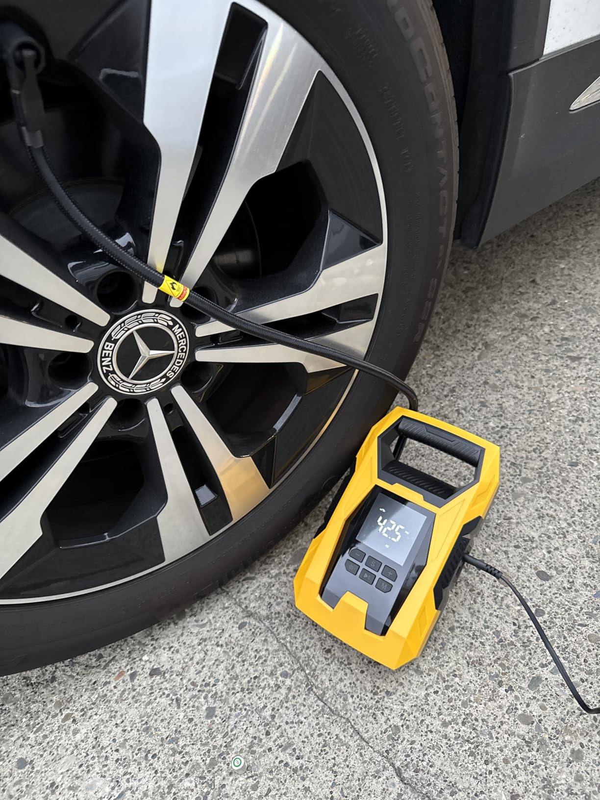 CARSUN AC/DC Tire Inflator Portable Air Compressor, Dual Power for Home 110V AC and Car 12V DC Air Pump with Pressure Gauge, Auto Shutoff, Tire Pump for Car Motorcycle Bicycle and Other Inflatables - Customer Photo 2