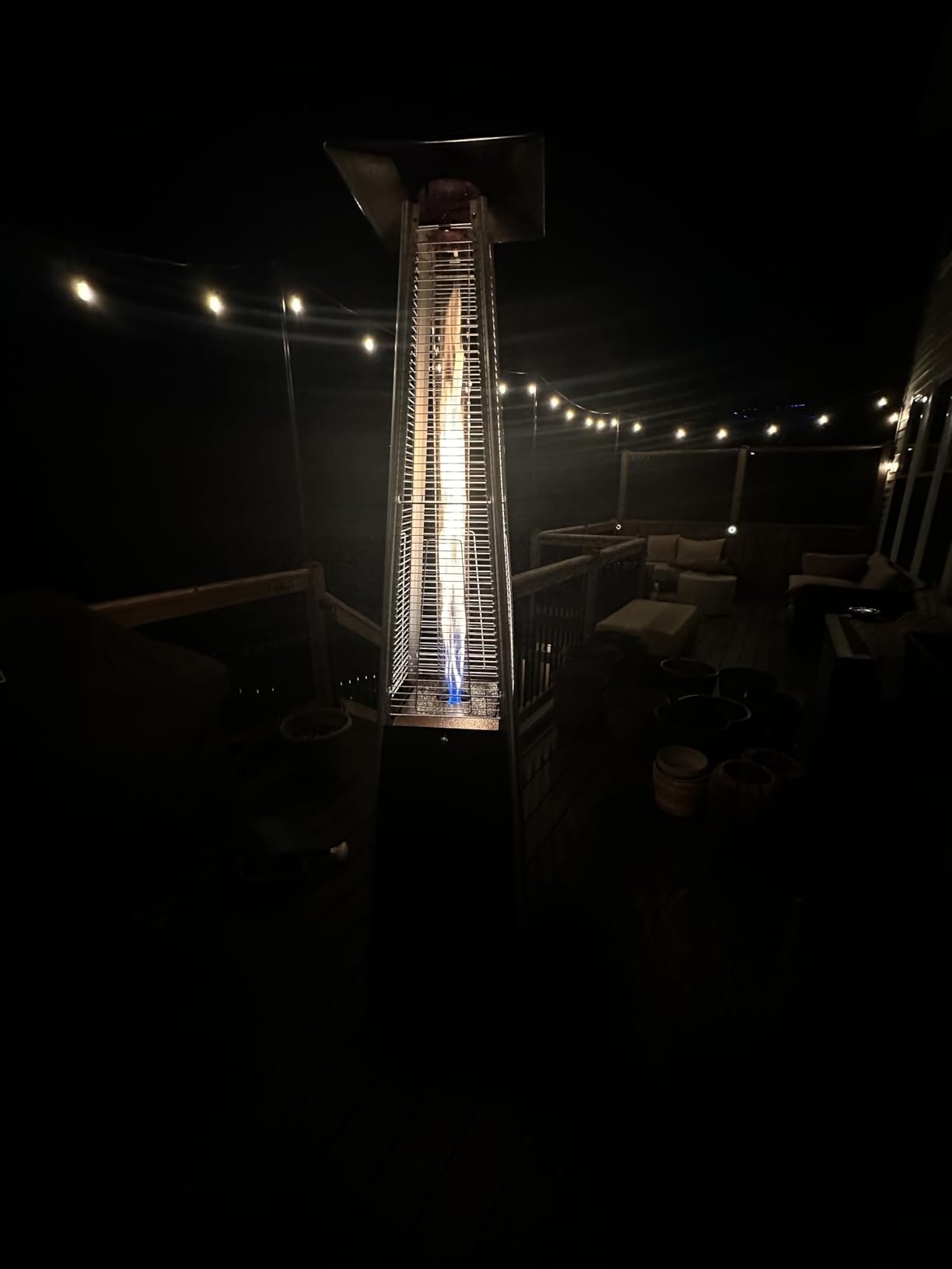 FOOWIN Patio Heater,48,000 BTU Outdoor Heater with Wheels,Propane Patio Heater w/Waterproof Cover & Gloves,Quartz Glass Tube Pyramid Outdoor Heater for Party,Backyard,Garden,Bronze - Customer Photo 3