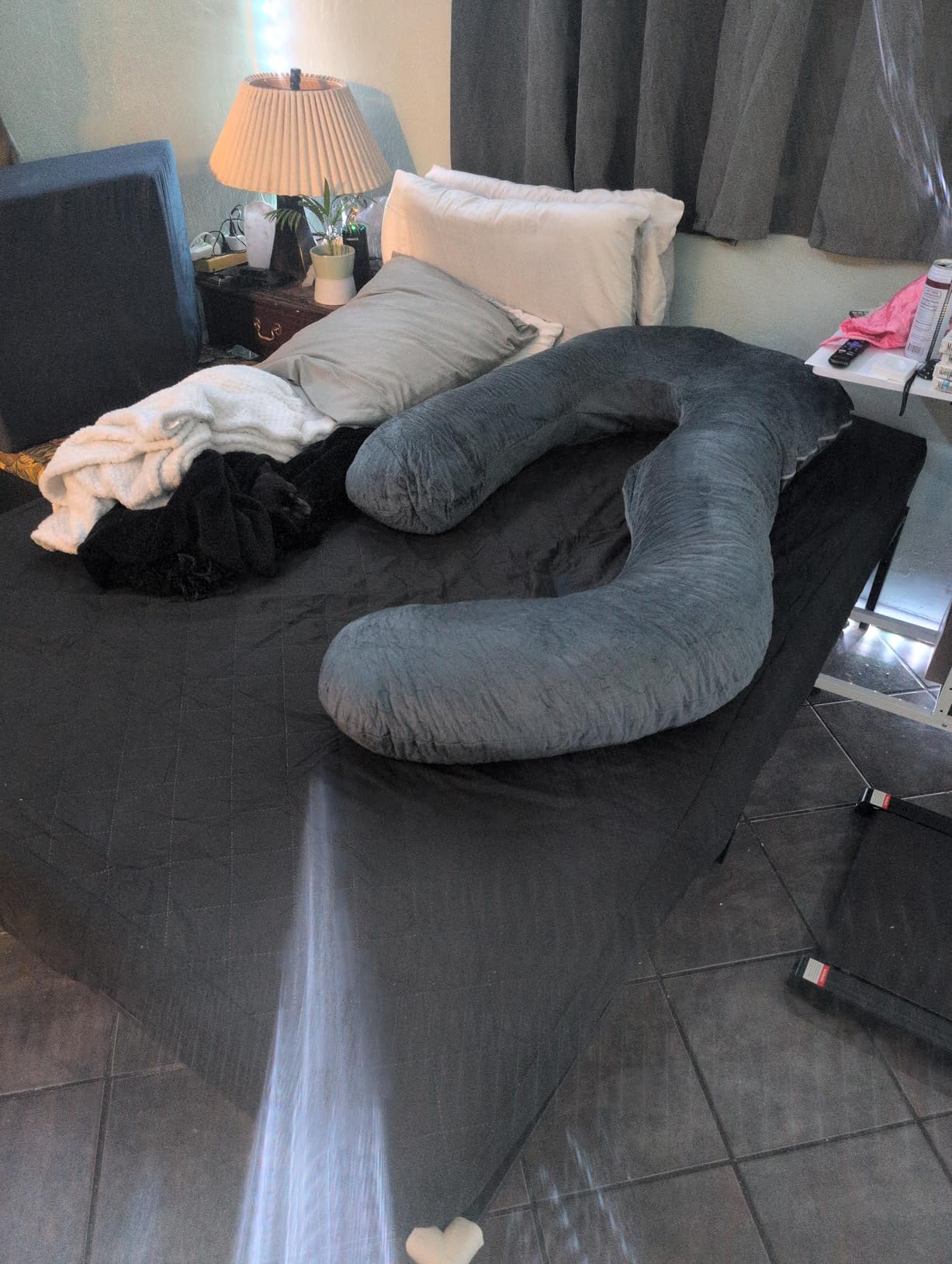 ALLOPERA Pregnancy Pillow, Full Body 57 Inch Maternity Pillow with Removable Washable Cover - Sleep Support for Legs, Back, Neck, Shoulder, HIPS, Belly for Pregnent Women, Black Grey Velvet Cover - Customer Photo 1