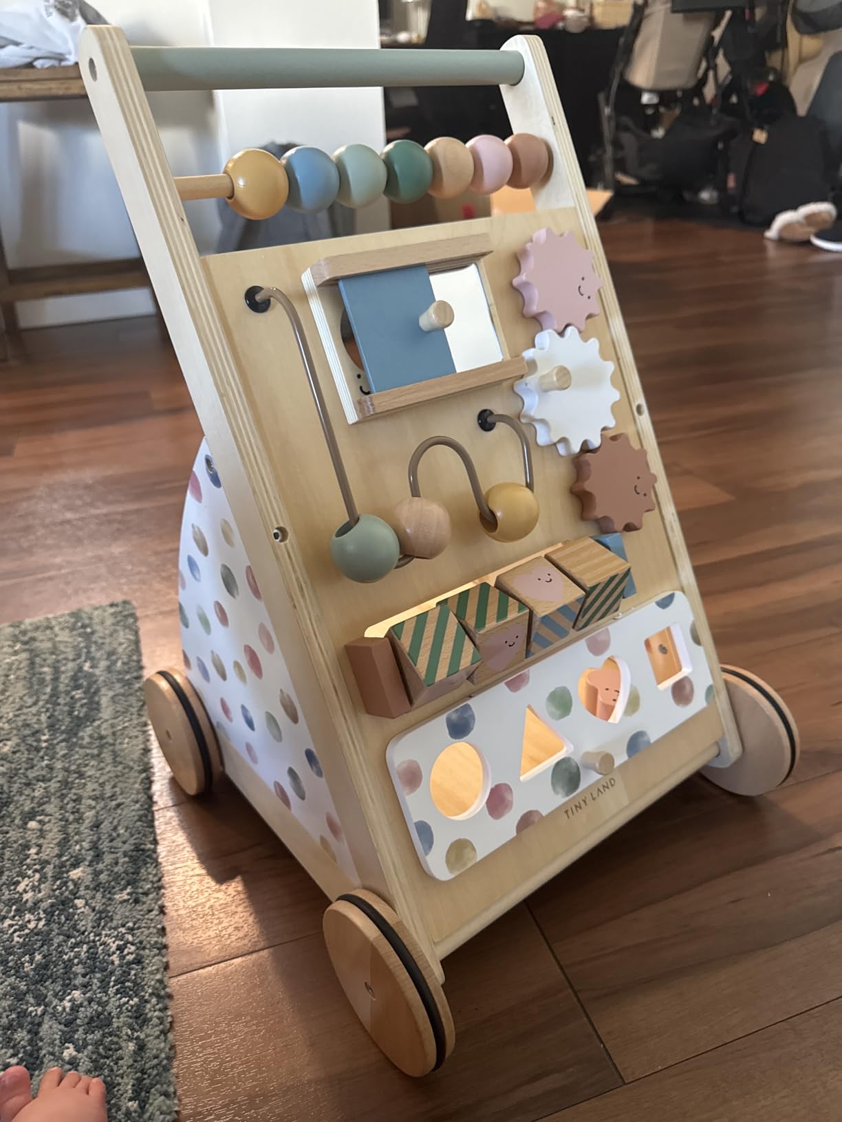 Tiny Land Wooden Baby Walker, Adjustable Speed Baby Push Walker for Boys and Girls, Montessori Activity Center Push Toy for Kids Development (Morandi) - Customer Photo 1