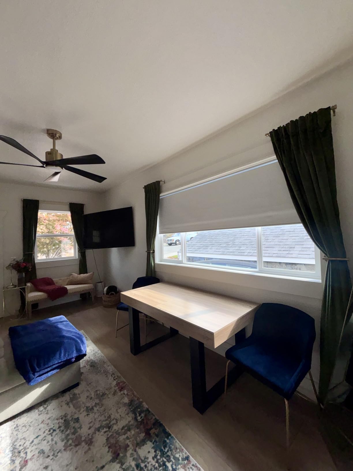 Tokblind Motorized Roller Blinds with Remote Control, Blackout Electric Window Shade Work with Alexa Google via Hub, Rechargeable Smart Blinds for Windows Customized Size (Fabric Grey) - Customer Photo 1