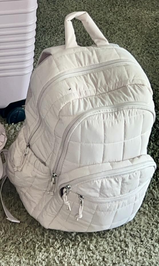 BAGSMART College Laptop Backpack, Travel Backpack for Women, Quilted Casual Daypack, Water-Resistant Bookbag for 15.6 Inch Laptop, Black - Customer Photo 4