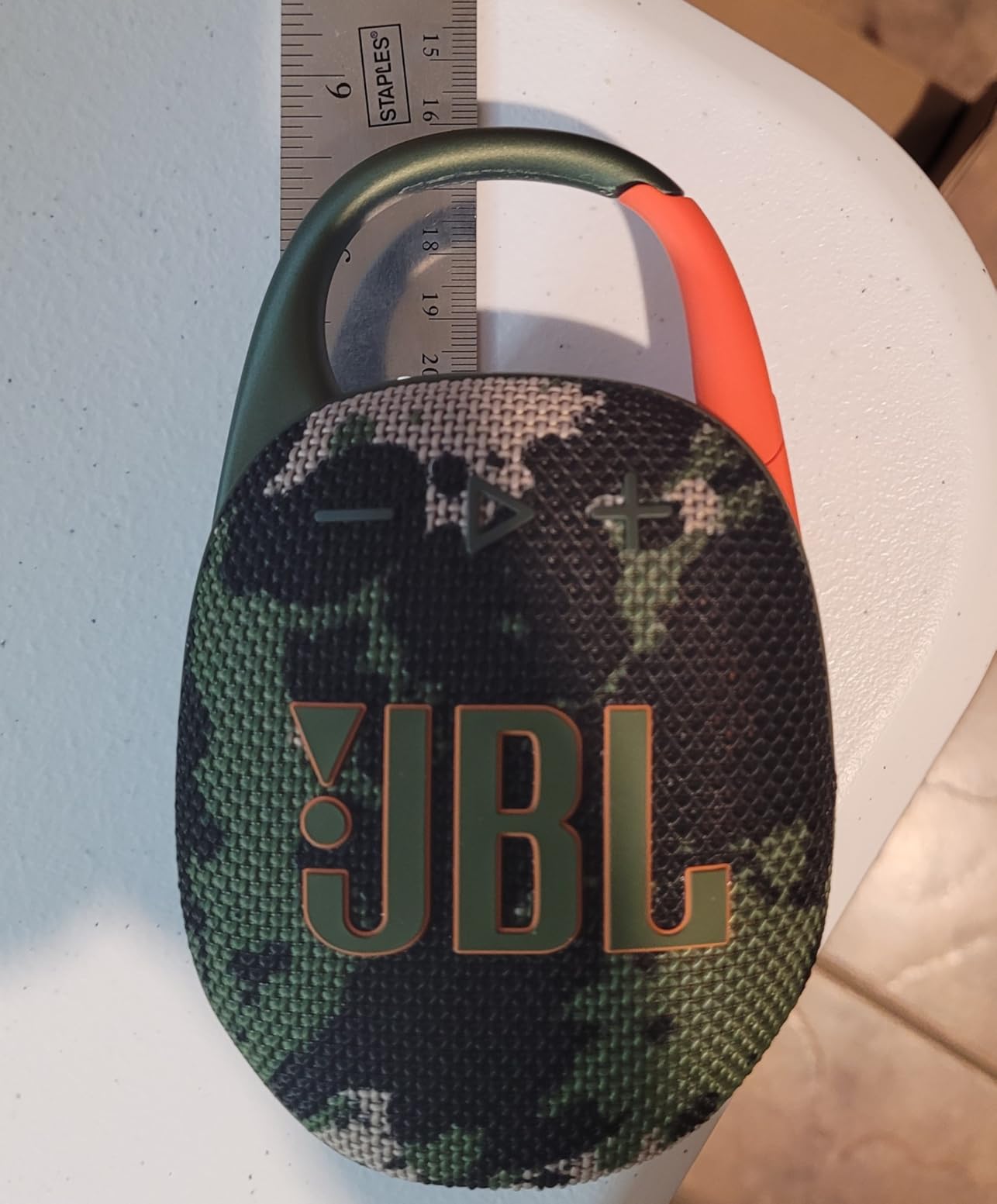 JBL Clip 5 - Ultra-Portable, Waterproof & Dustproof Bluetooth Speaker, Big Pro Sound with Punchy bass, Integrated Carabiner, Up to 12 Hours of Play, Made in Part with Recycled Materials (Black) - Customer Photo 1