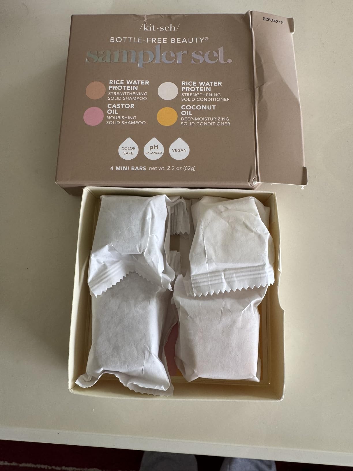 Kitsch Shampoo and Conditioner Set - 4pc Sampler Bars with Rice Water Shampoo and Conditioner, Castor Oil Shampoo & Coconut Oil Conditioner - Customer Photo 4