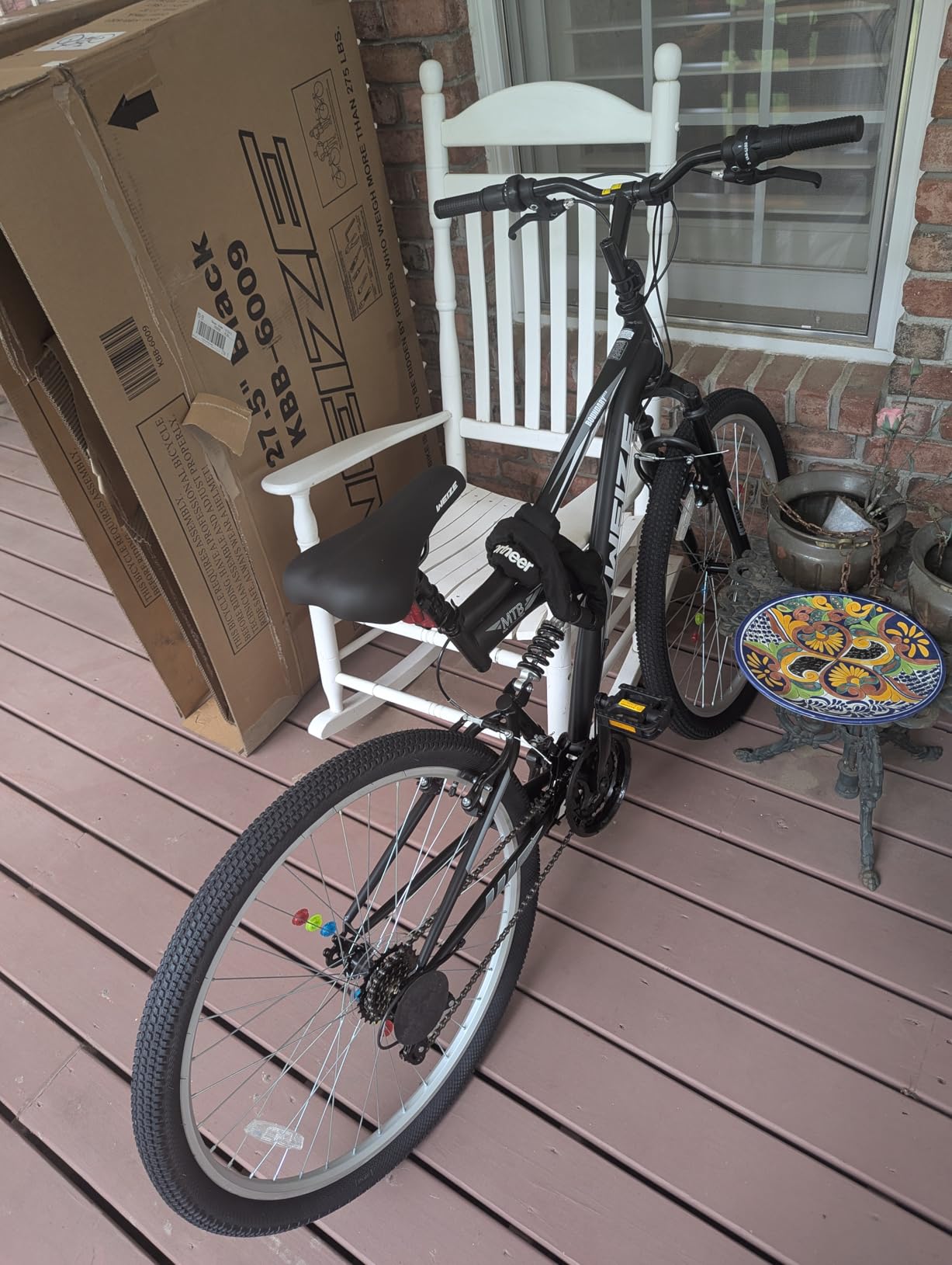 WEIZE Mountain Bike, 26/27.5 inch Outdoor Cycling Bike,18-Speed/High-Carbon Steel/Dual Full Suspension, Adjustable Ergonomic Seat for Men Women Adult, MTB Bicycle with Suspension Fork,Sleek Colors - Customer Photo 2