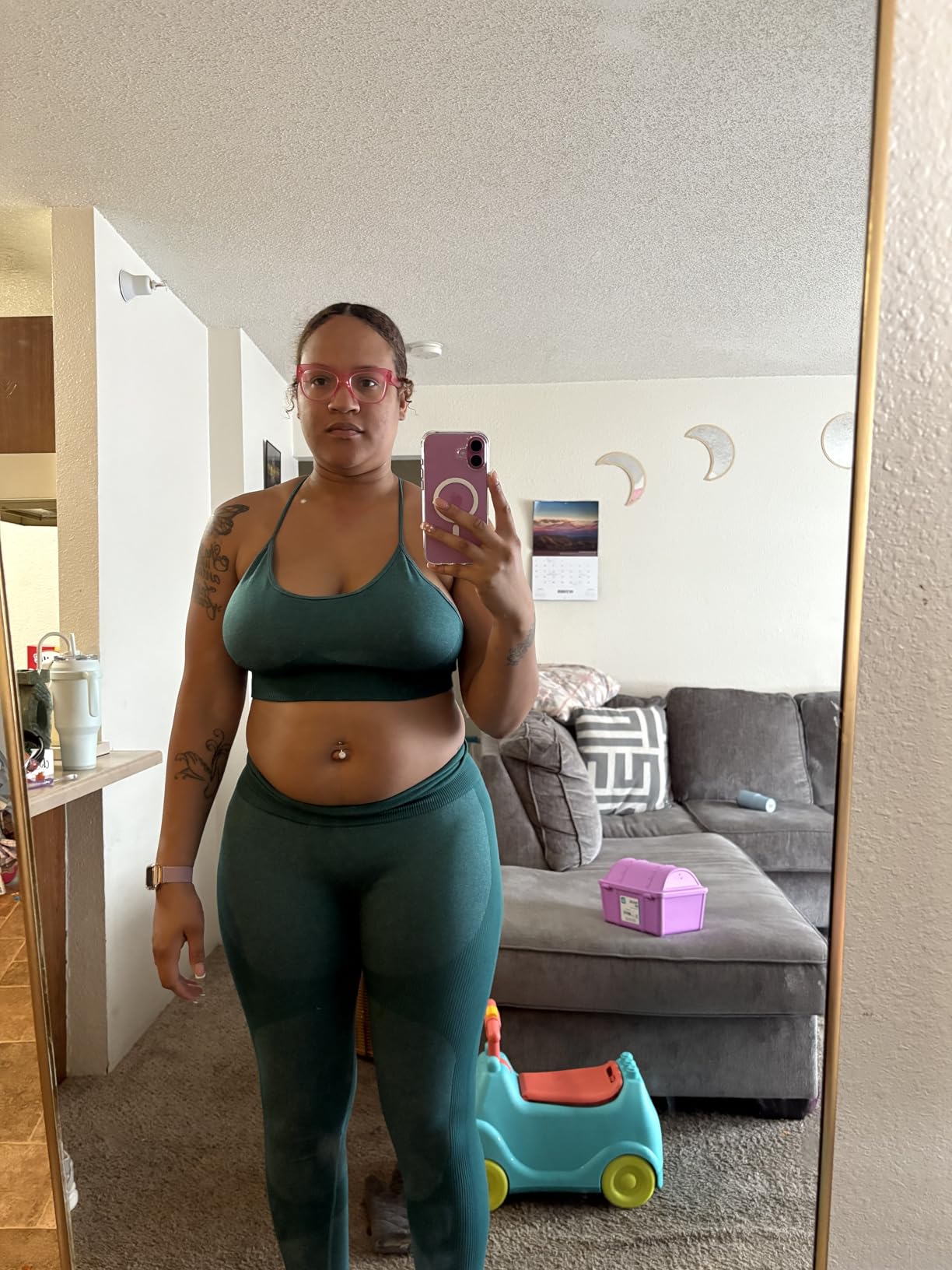 OLCHEE Women's Workout Sets 2 Piece - Seamless Yoga Leggings and Cross-Strap Sports Bra Gym Outfits Activewear Matching Set - Customer Photo 2