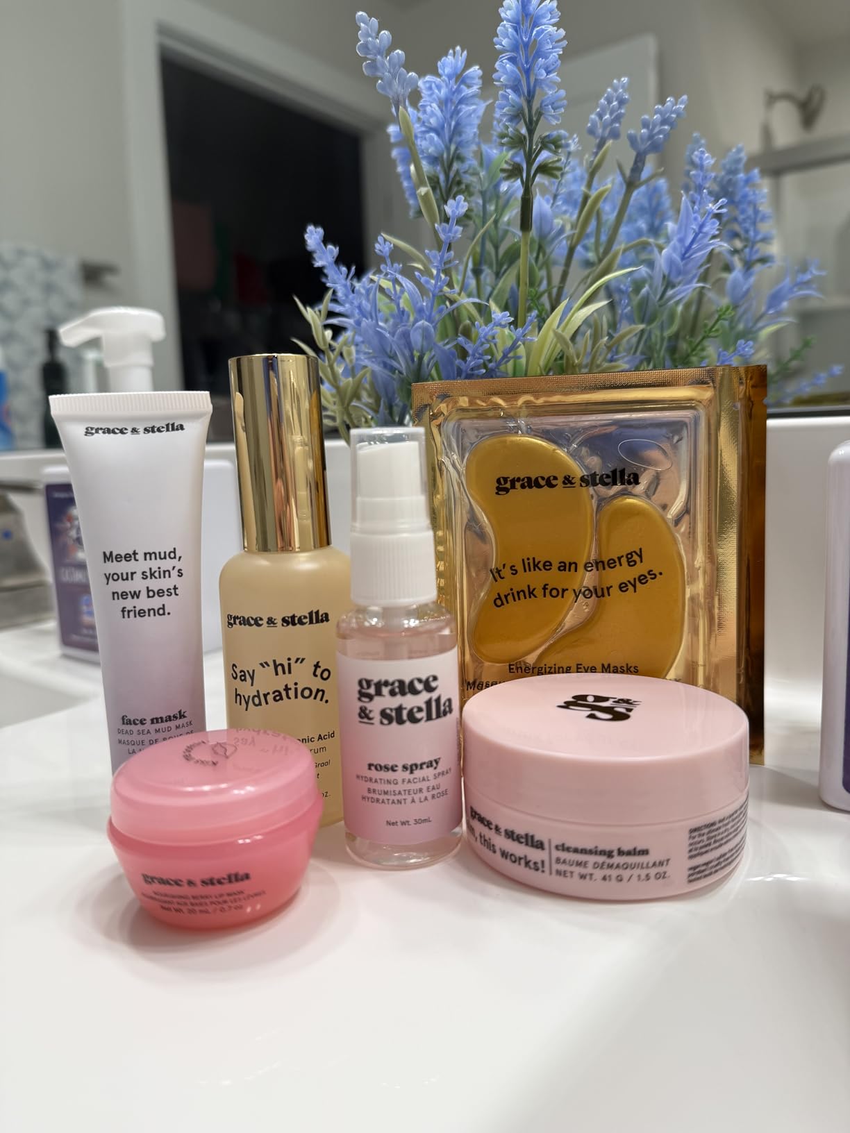 grace & stella Award-Winning Skin Care Set - Stocking Stuffers, Christmas Gifts for Women - Travel Essentials with Gold Eye Masks, Hyaluronic Acid Serum & Rose Spray - Customer Photo 1