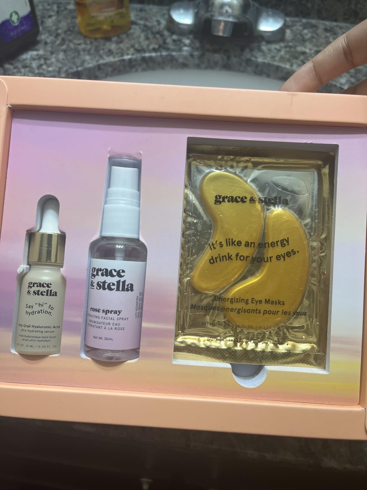 grace & stella Award-Winning Skin Care Set - Stocking Stuffers for Teen Girls, Christmas Gifts for Women - Travel Essentials with Gold Eye Masks, Hyaluronic Acid Serum & Rose Spray, Beauty Gift Set - Customer Photo 2