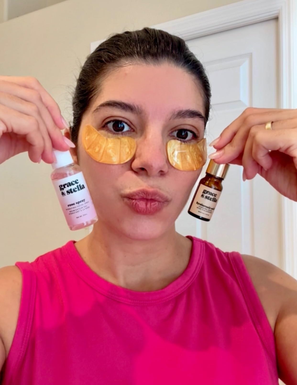 grace & stella Award-Winning Skin Care Set - Stocking Stuffers for Teen Girls, Christmas Gifts for Women - Travel Essentials with Gold Eye Masks, Hyaluronic Acid Serum & Rose Spray, Beauty Gift Set - Customer Photo 5