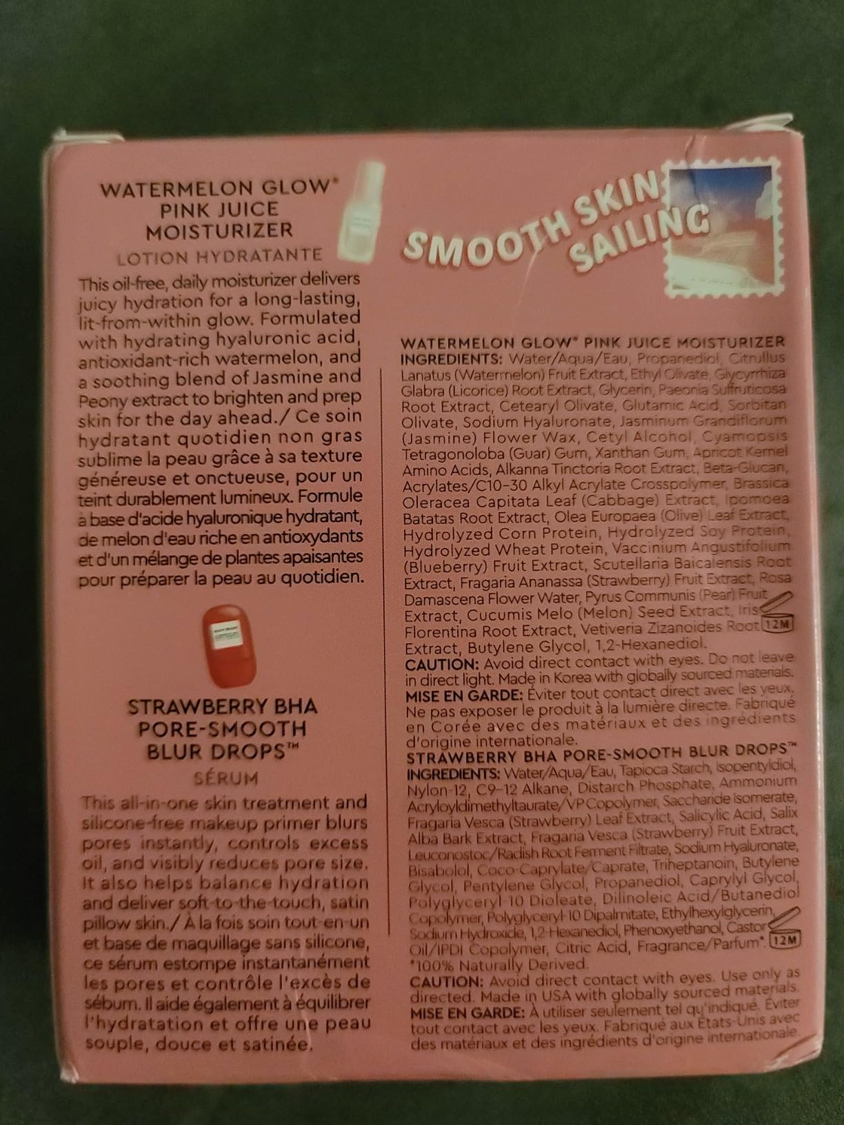 Glow Recipe Smooth Skin Sailing Skincare Set - Watermelon Glow Pink Juice Facial Moisturizer + Silicone-Free BHA Strawberry Pore Minimizer Blurring Drops (2 Count) - Customer Photo 2