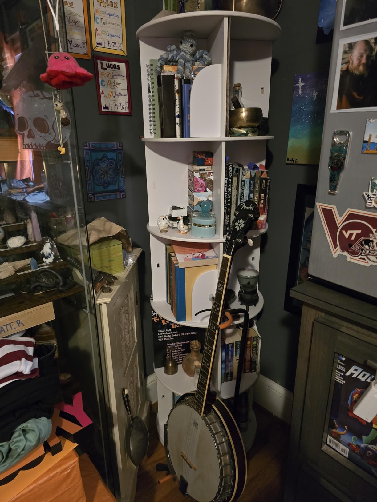 SpaceAid 4 Tier Rotating Bookshelf Tower, Spinning Bookcase Lazy Susan, Revolving 360 Book Shelf Storage Round Carousel, Vertical Rotate Turning Spiral Corner Organizer, White - Customer Photo 1