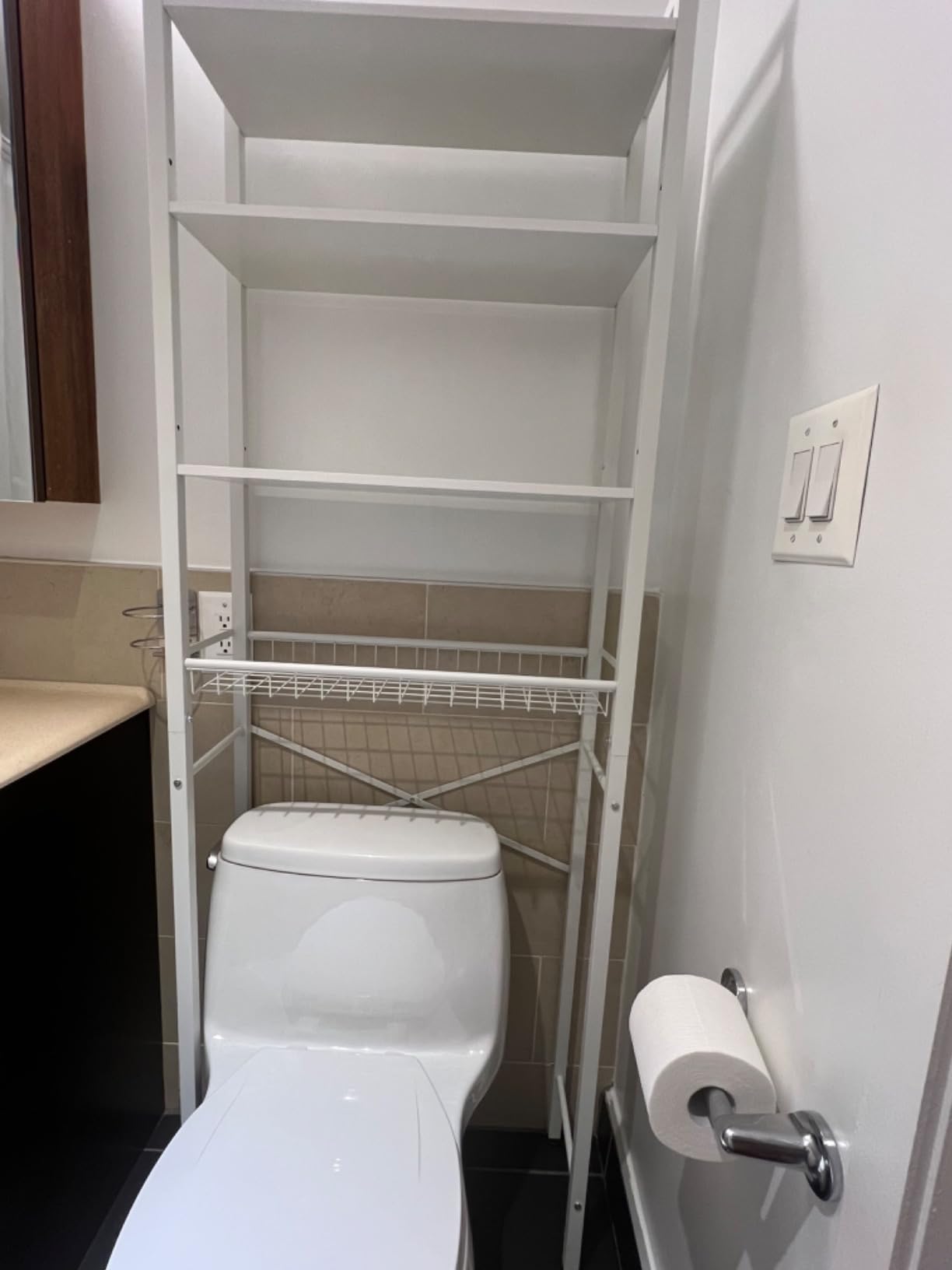 Over-The-Toilet Storage Rack, 4-Tier Bathroom Organizer Shelf Over Toilet with Adjustable Shelf and Basket, Freestanding Space Saver Bathroom Shelves Above Toilet for Room (Vintage Brown) - Customer Photo 2