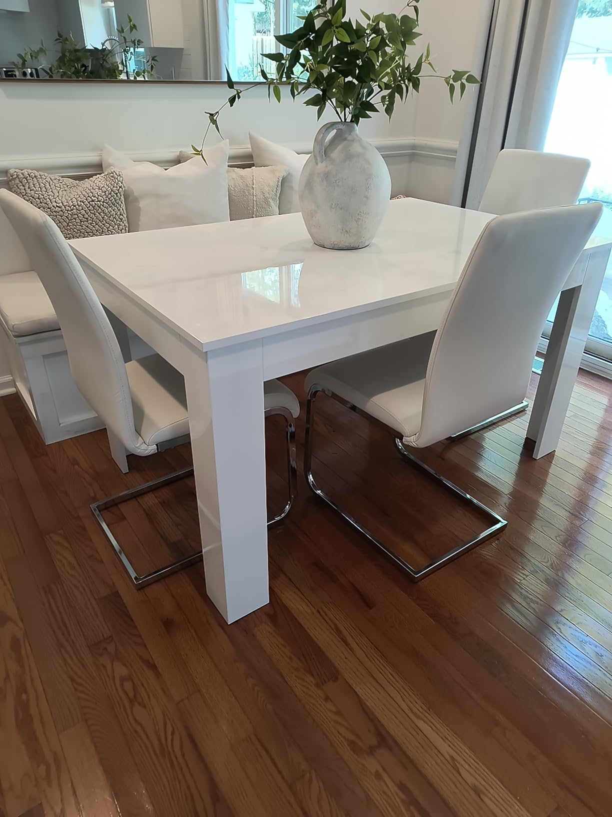 Mobili Fiver, Easy, Extendable Dining Table, 55.1(86.6) x35.4 in, Rustic Oak and Ashwood White, Made in Italy - Customer Photo 1