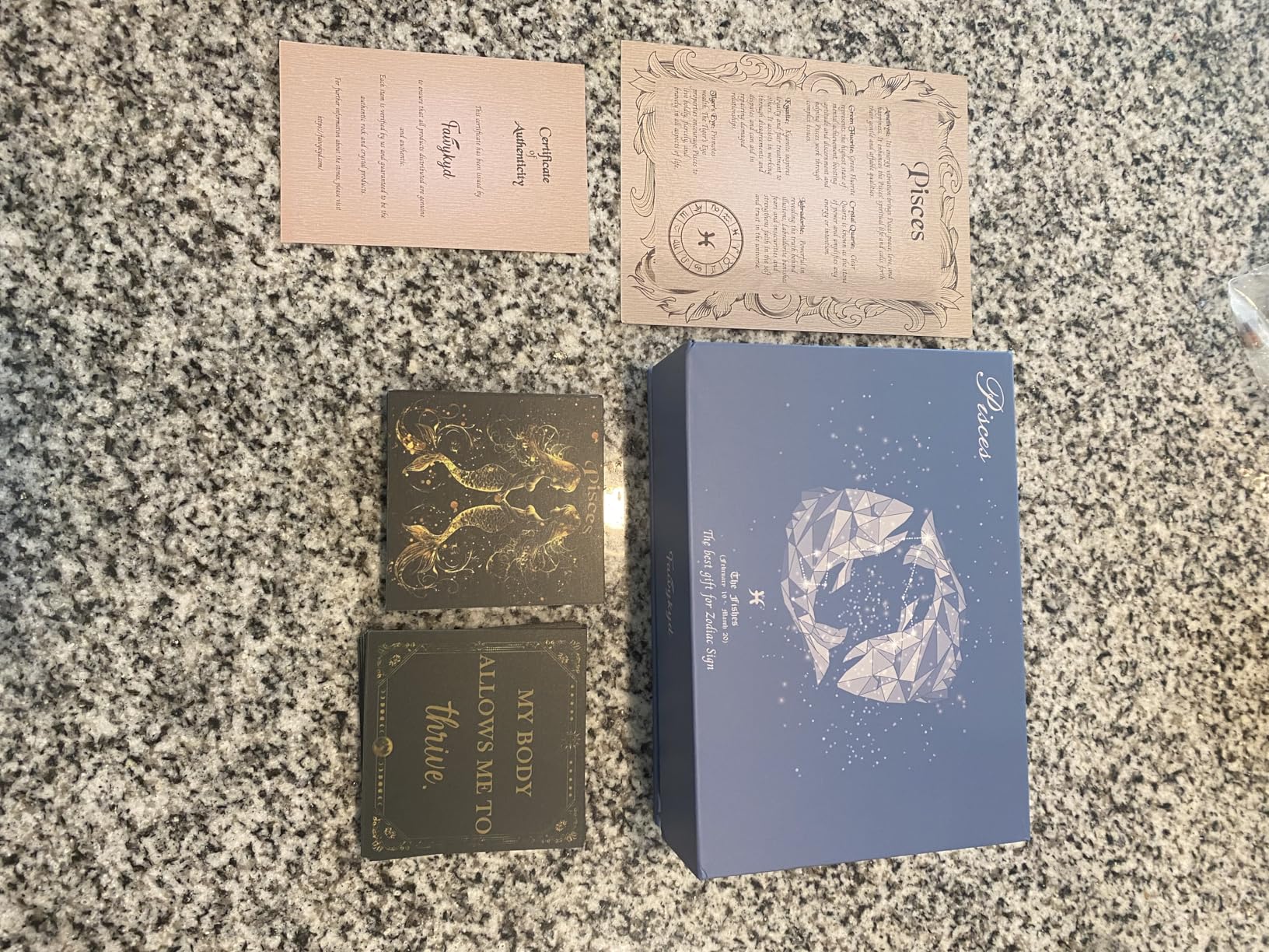 Faivykyd Aquarius Birthday Crystals Gifts - w/50 Daily Affirmations Cards and 6 Healing Crystals Natural Stones, Positive Affirmations with Inspirational Quotes, Spiritual Gifts for Women - Customer Photo 2