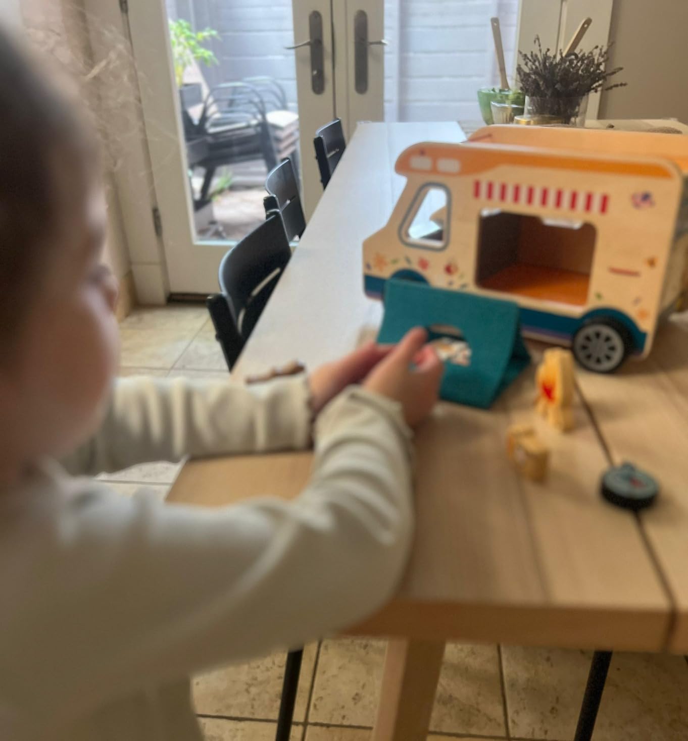 TOY APPÉTIT Wooden Toy RV Set with Figures, 13pc Toy Camper, RV Toy, Camper Toy, Camping Toys for Toddlers 1-3, Camper Set, Toy Truck, Trailer Set, Toy Campers Gift - Customer Photo 1