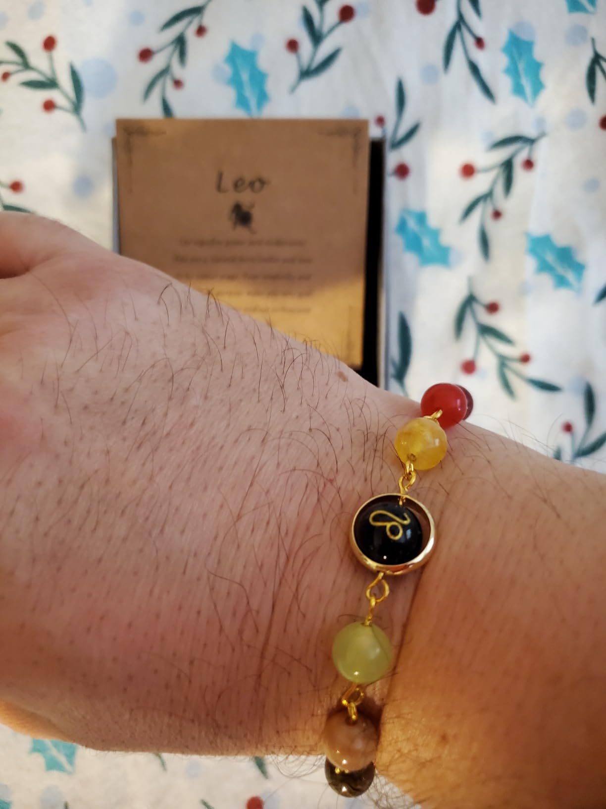 Raicegs Zodiac Bracelets for Women 18K Gold Plated Natural Stone Zodiac Sign Bracelets Gemstone Beads Healing Crystal Bracelets Constellation Horoscope Jewelry Gifts - Customer Photo 1