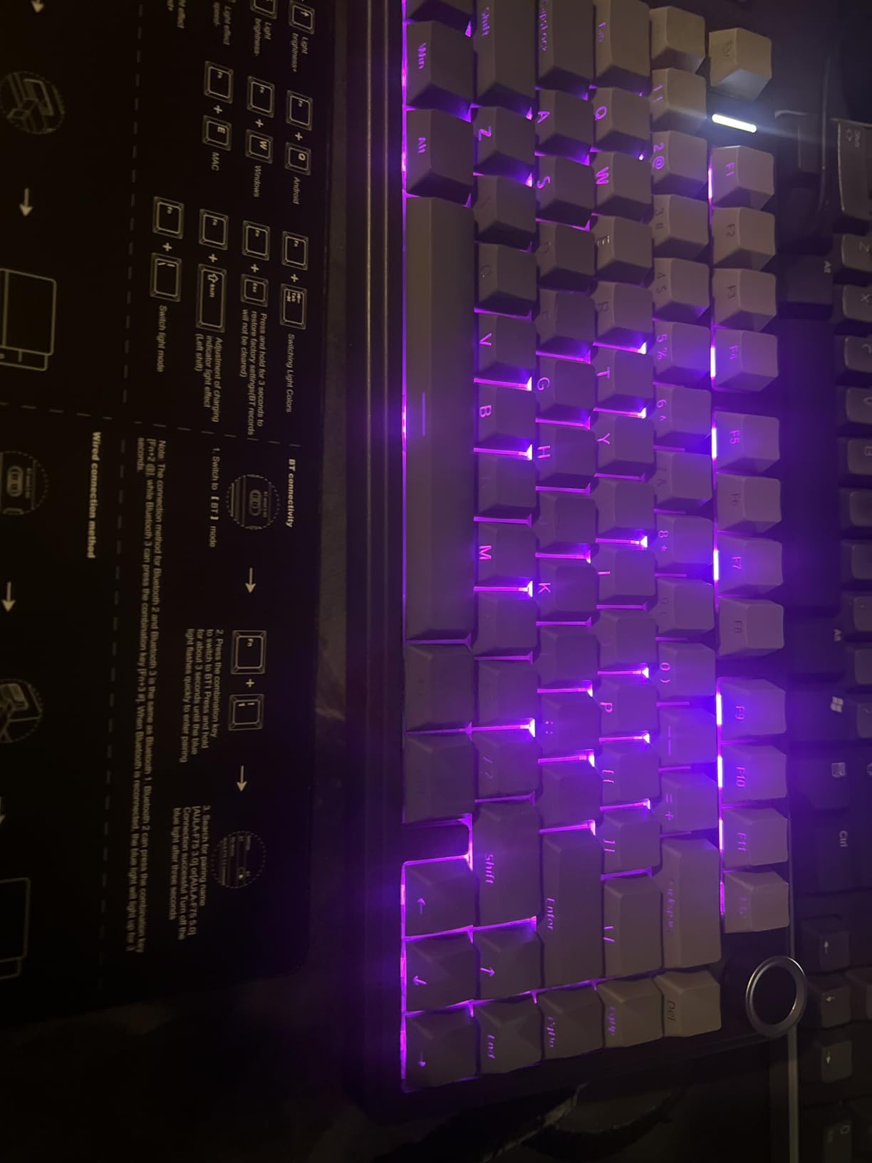 AULA F75 Pro Wireless Mechanical Keyboard,75% Hot Swappable Custom Keyboard with Knob,RGB Backlit,Pre-lubed Reaper Switches,Side Printed PBT Keycaps,2.4GHz/USB-C/BT5.0 Mechanical Gaming Keyboards - Customer Photo 4