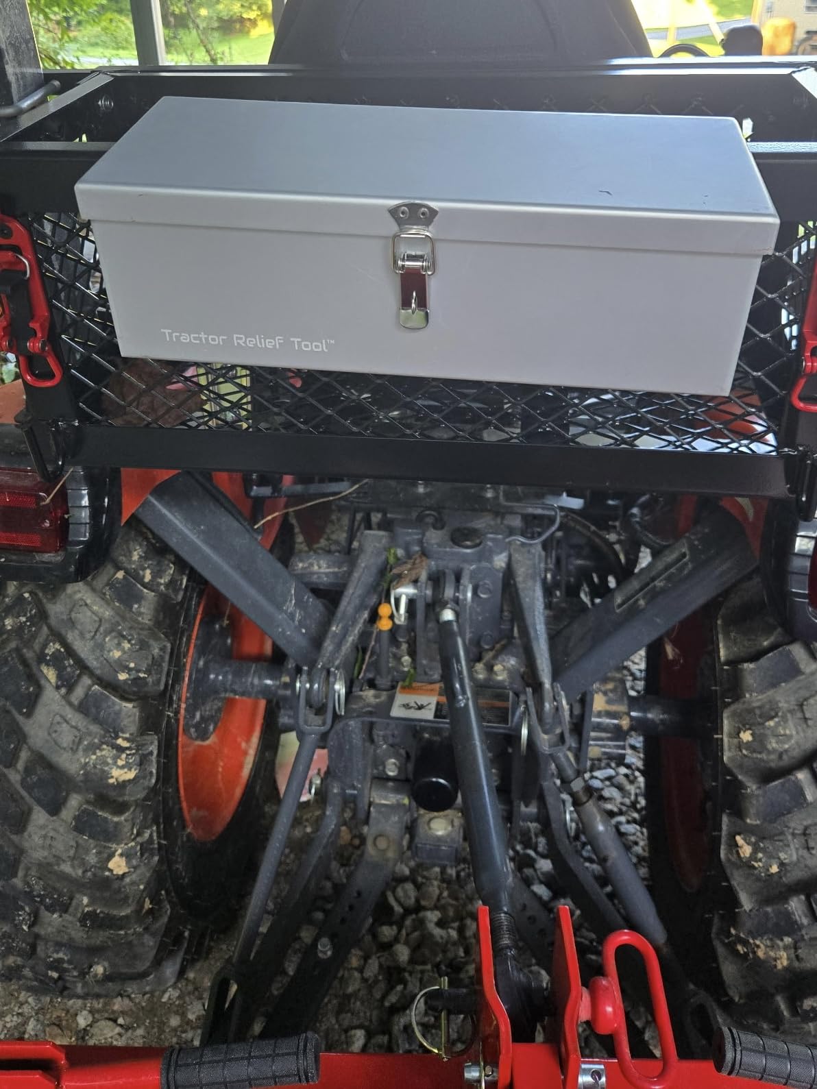 CarriTurf Heavy Duty Tractor Tool Box Universal-Fitting Tractor Tool Tray Accessories with 24x10x10in Tractor Basket Attachment - Fit for John Deere/Kubota Tractors Customer Review CarriTurf Heavy Duty Tractor Tool Box Universal-Fitting Tractor Tool Tray Accessories with 24x10x10in Tractor Basket Attachment - Fit for John Deere/Kubota Tractors - Customer Photo 1