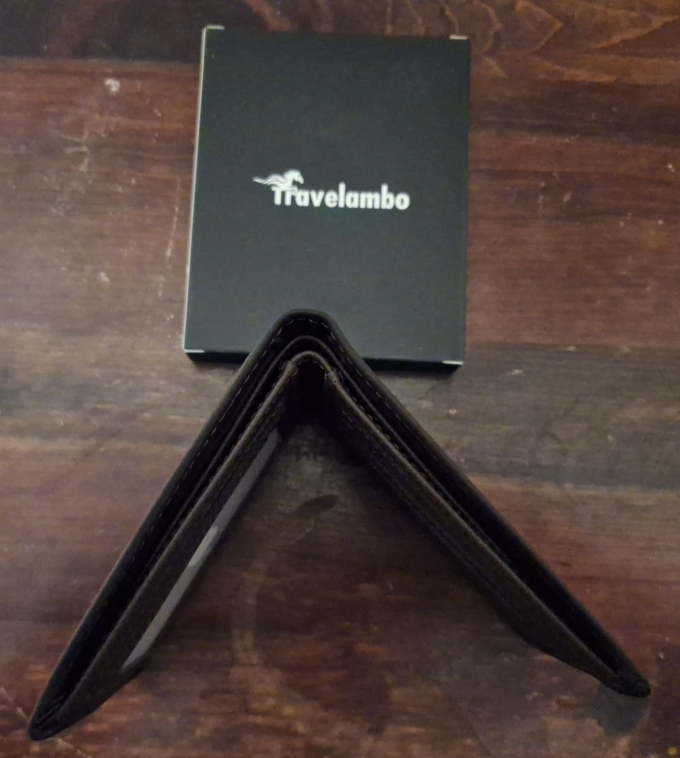 Travelambo Wallet for Men Real Leather Mens Bifold Wallet RFID Blocking - Thin & Stylish with ID Window in Gift Box (Crazy Horse, Black) - Customer Photo 2