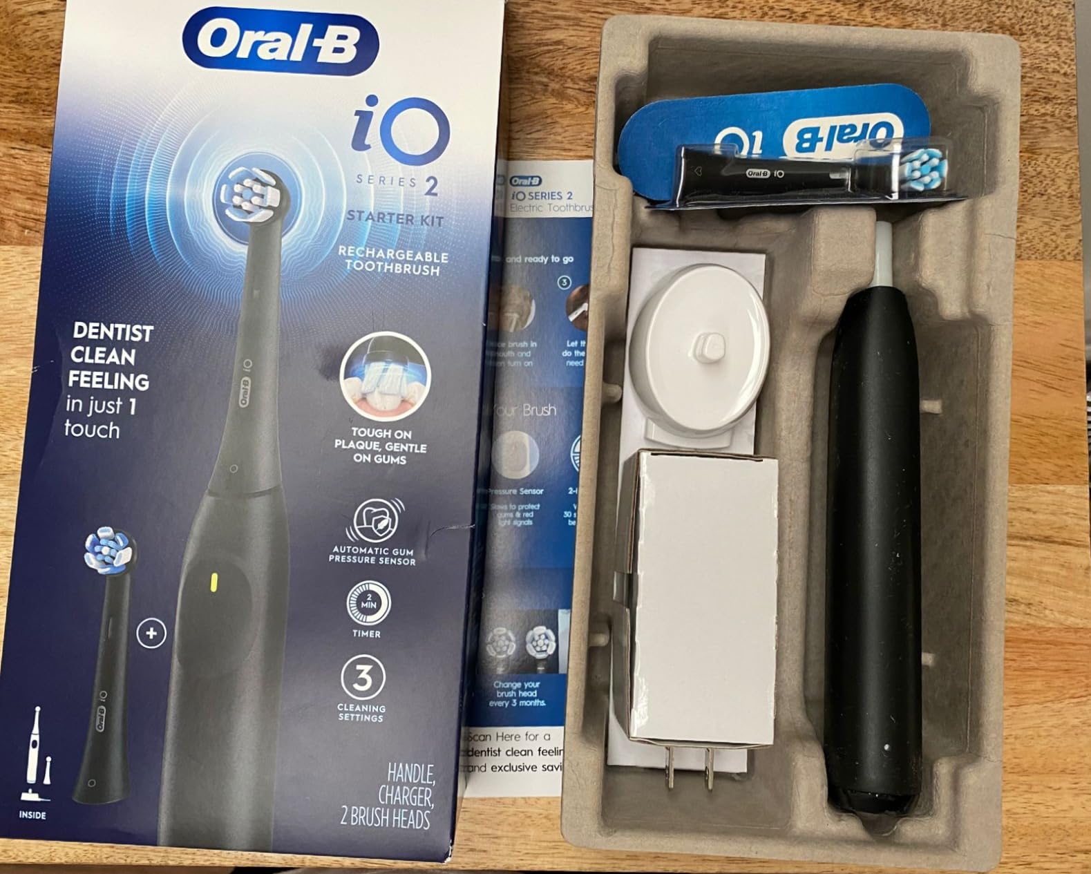 Oral-B iO Series 2 Rechargeable Electric Powered Toothbrush Starter Kit, Night Black with 2 Brush Heads - Automatic Pressure Sensor to Protect Gums - 3 Modes - 2 Min Timer - Customer Photo 4