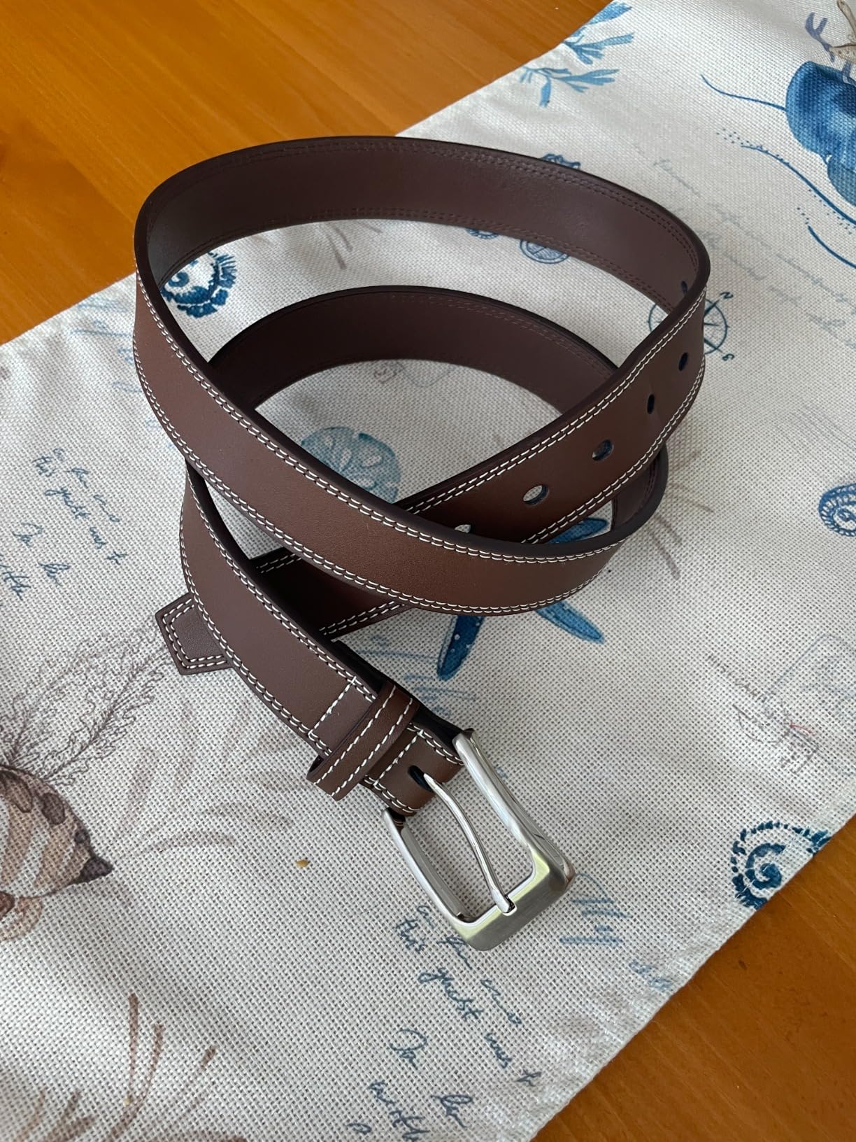 VATAN Men's Genuine Leather Dress Belts, Handmade Classic Every Day Leather Jeans Belt for Men Work Business Casual - Customer Photo 2