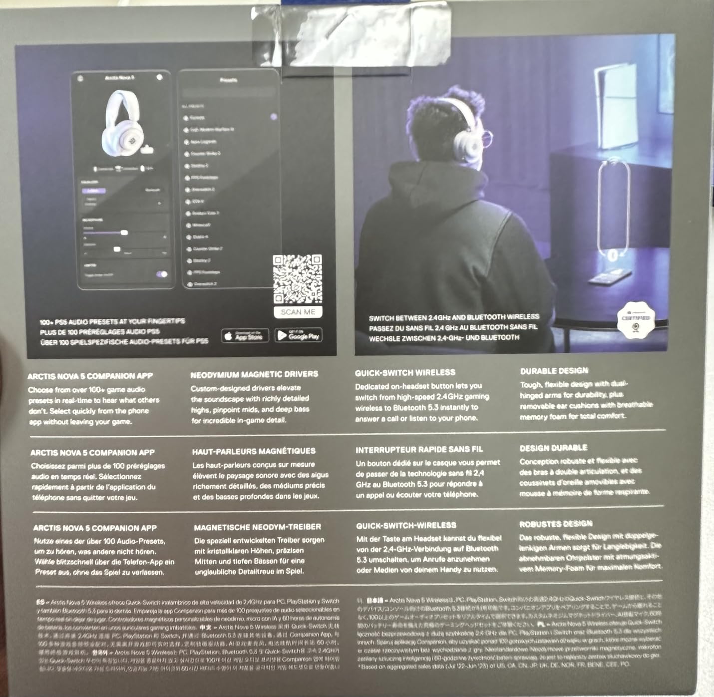 SteelSeries Arctis Nova 5 Wireless Multi-System Gaming Headset — Neodymium Magnetic Drivers — 100+ Audio Presets — 60 HR Battery — 2.4GHz or BT — ClearCast Gen2.X Mic — PC, PS5, PS4, Switch, Mobile - Customer Photo 3