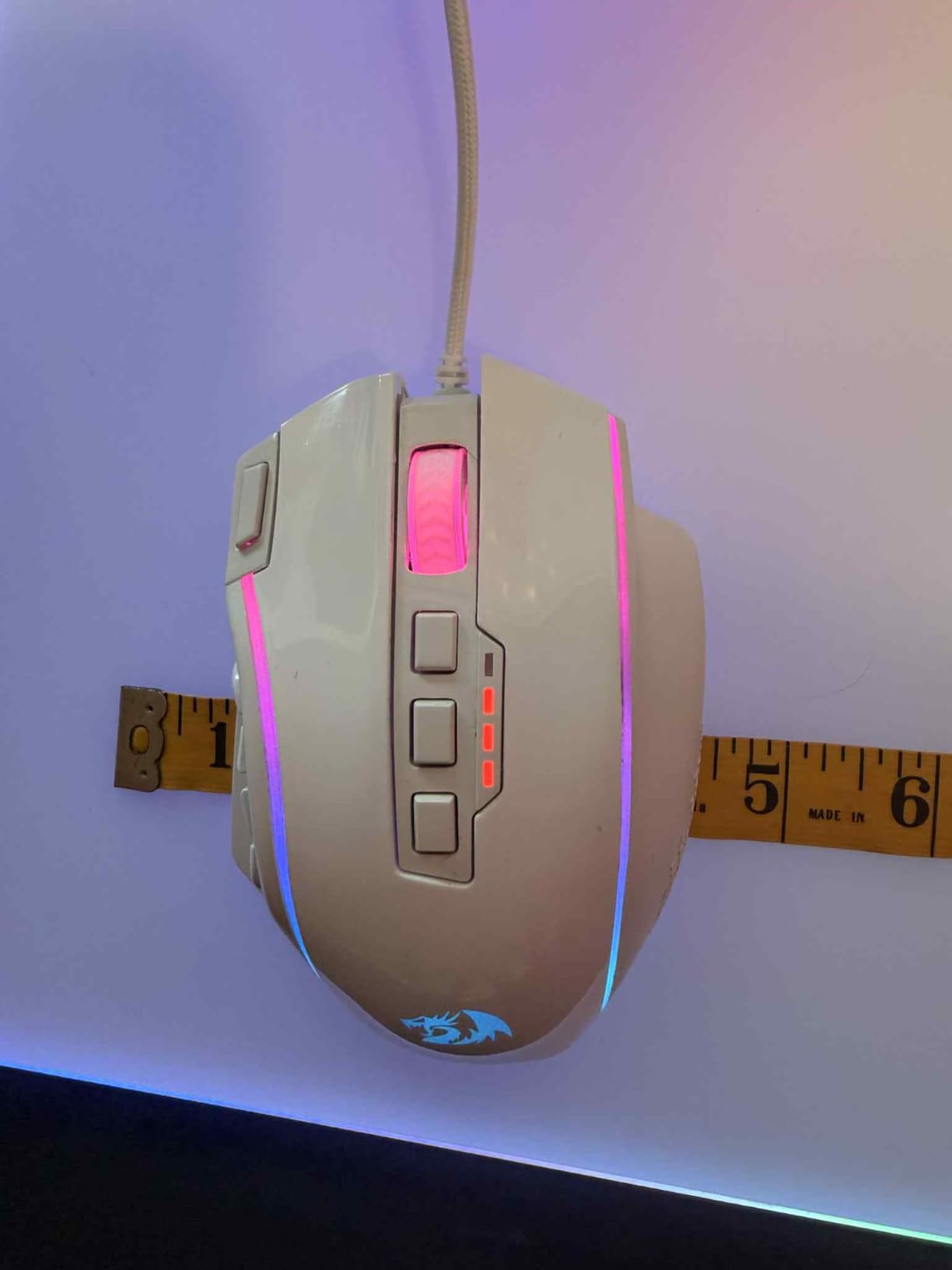 Redragon Wireless Gaming Mouse, MMO Gaming Mouse UP 16,000 DPI, 16 Macro Programmable Buttons, RGB Rechargeable Mouse with 12 Side Buttons, 70Hrs for PC Laptop MOBA FPS, White,M901P-WS - Customer Photo 2
