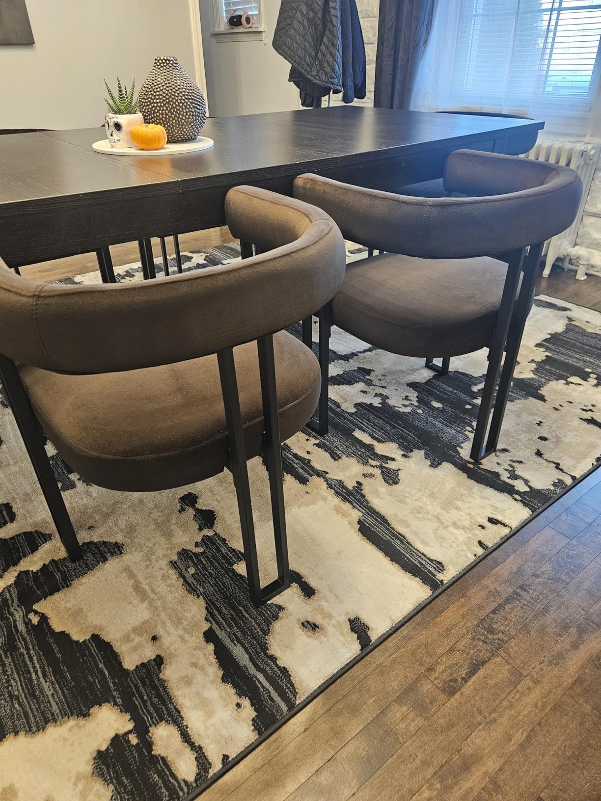 Abani Terra Cream Area Rug for Living Room, Bedroom - Black Abstract Pattern - 6' x 9' - Durable & Easy to Clean - Customer Photo 1