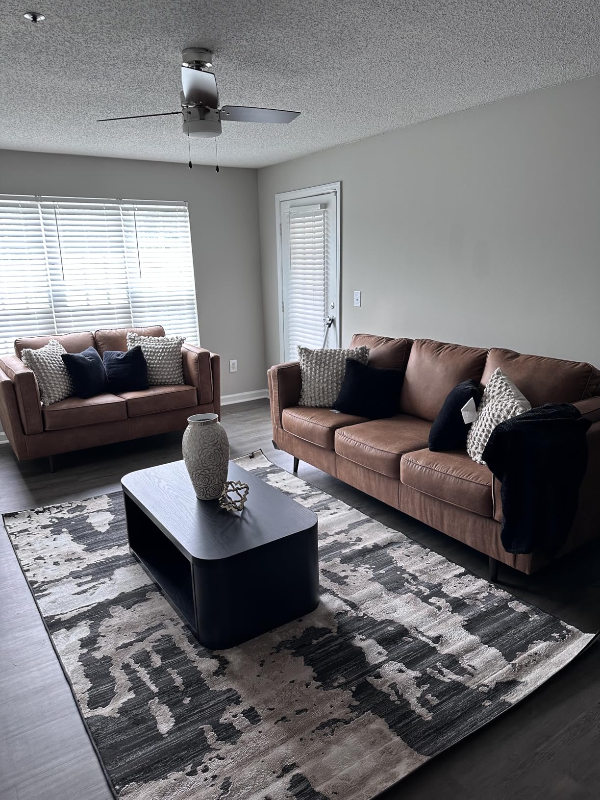 Abani Terra Cream Area Rug for Living Room, Bedroom - Black Abstract Pattern - 6' x 9' - Durable & Easy to Clean - Customer Photo 4