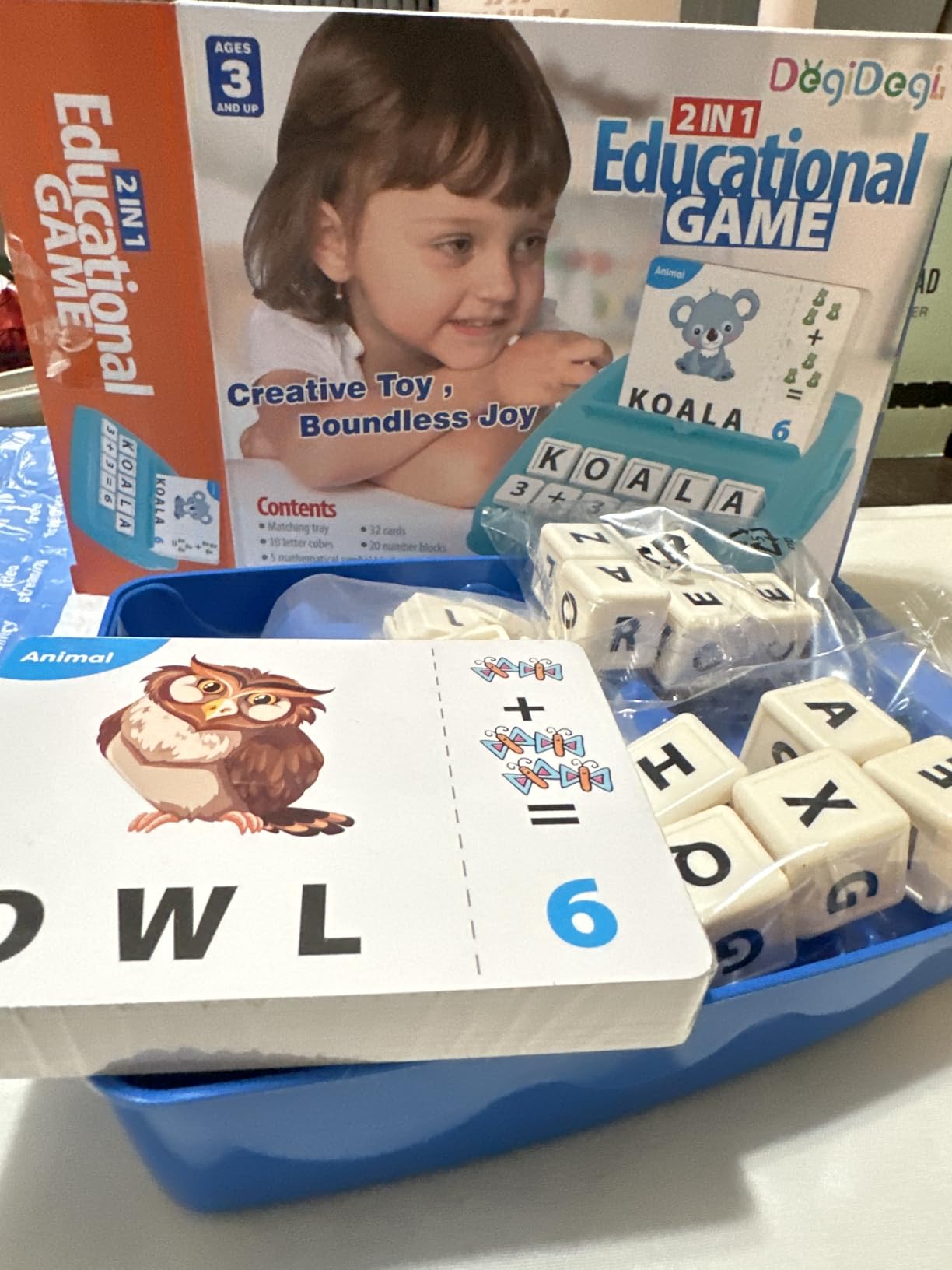 Educational Toys Learning Games for Kids 3-8, Matching Letter Spelling Early Math Game for Preschool& Kindergarten Kids Boys and Girls Light Blue ，Christmas Birthday gift for 4 5 6 7 boys girls - Customer Photo 1