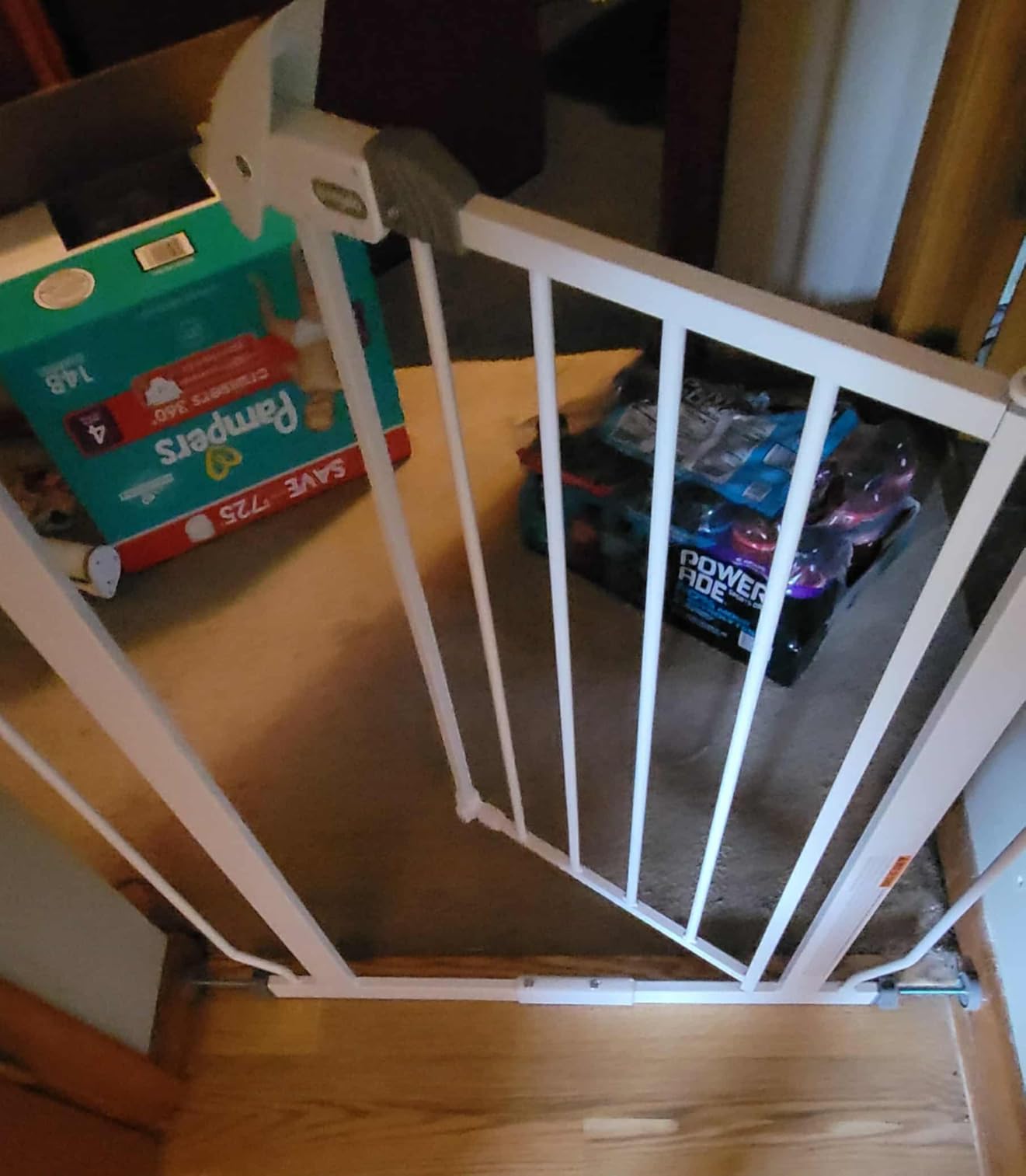 Regalo Easy Step 38.5-Inch Wide Walk Thru Baby Gate, Includes 6-Inch Extension Kit, Pressure Mount Kit, Wall Cups, Black - Customer Photo 1