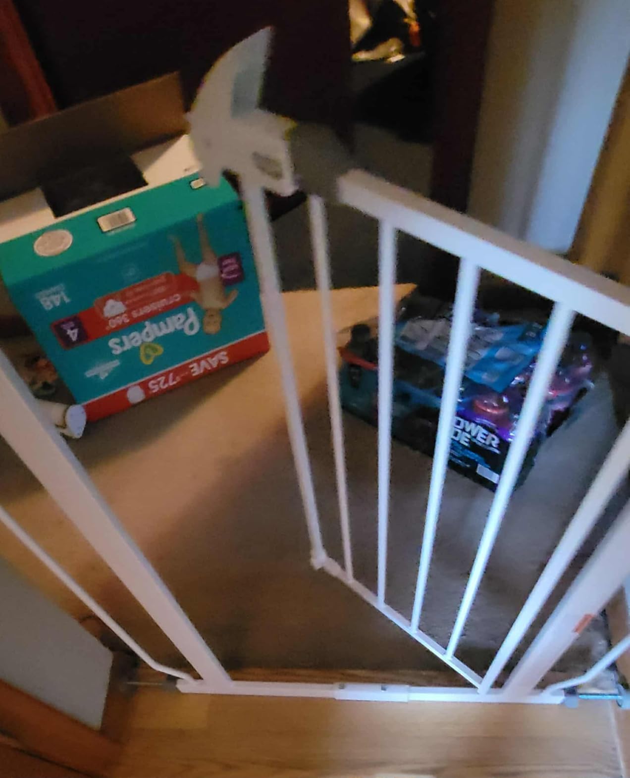 Regalo Easy Step 38.5-Inch Wide Walk Thru Baby Gate, Includes 6-Inch Extension Kit, Pressure Mount Kit, Wall Cups, Black - Customer Photo 2