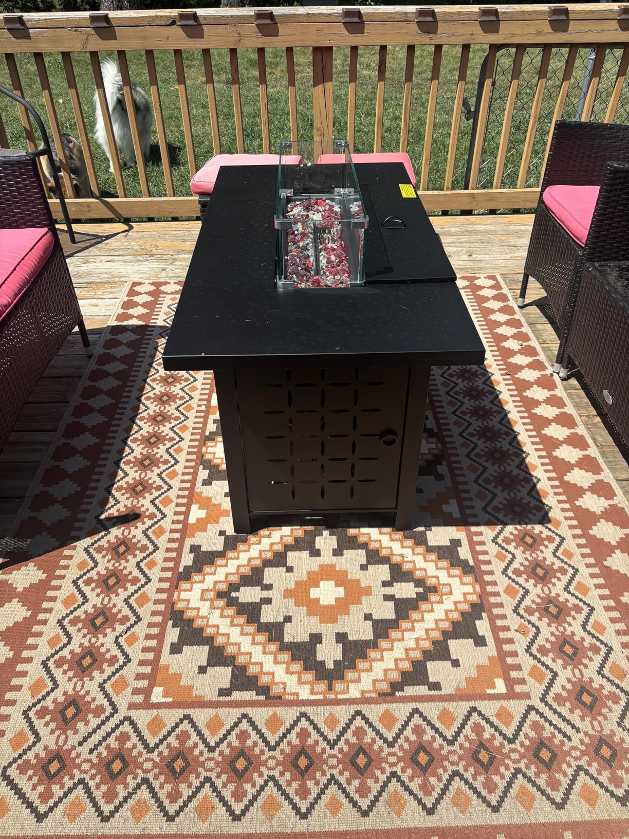 Vongrasig 43 inch Gas Fire Pit Table, 50,000 BTU Outdoor Rectangular Propane Firepit Table with Lid, Lava Rock, 2 in 1 Firepit Table for Outside, Patio, Deck, Garden, Backyard - Customer Photo 1