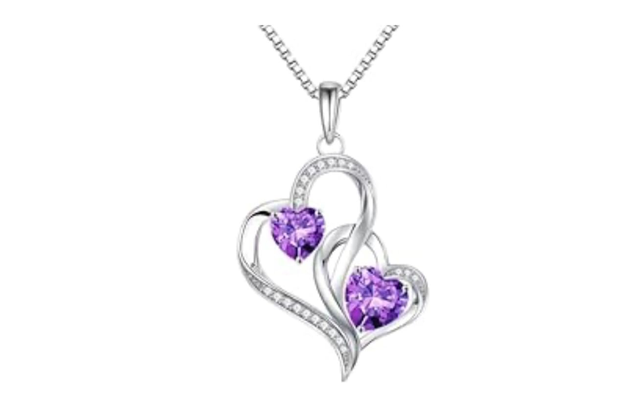 Iefil Christmas Gifts for Women - Double Heart Birthstone Necklace, 925 Sterling Silver Heart Pendant Necklace, Anniversary Birthday Gifts for Women | Personalized Jewelry Gift for Wife Mom Girlfriend Customer Review Iefil Christmas Gifts for Women - Double Heart Birthstone Necklace, 925 Sterling Silver Heart Pendant Necklace, Anniversary Birthday Gifts for Women | Personalized Jewelry Gift for Wife Mom Girlfriend - Customer Photo 1