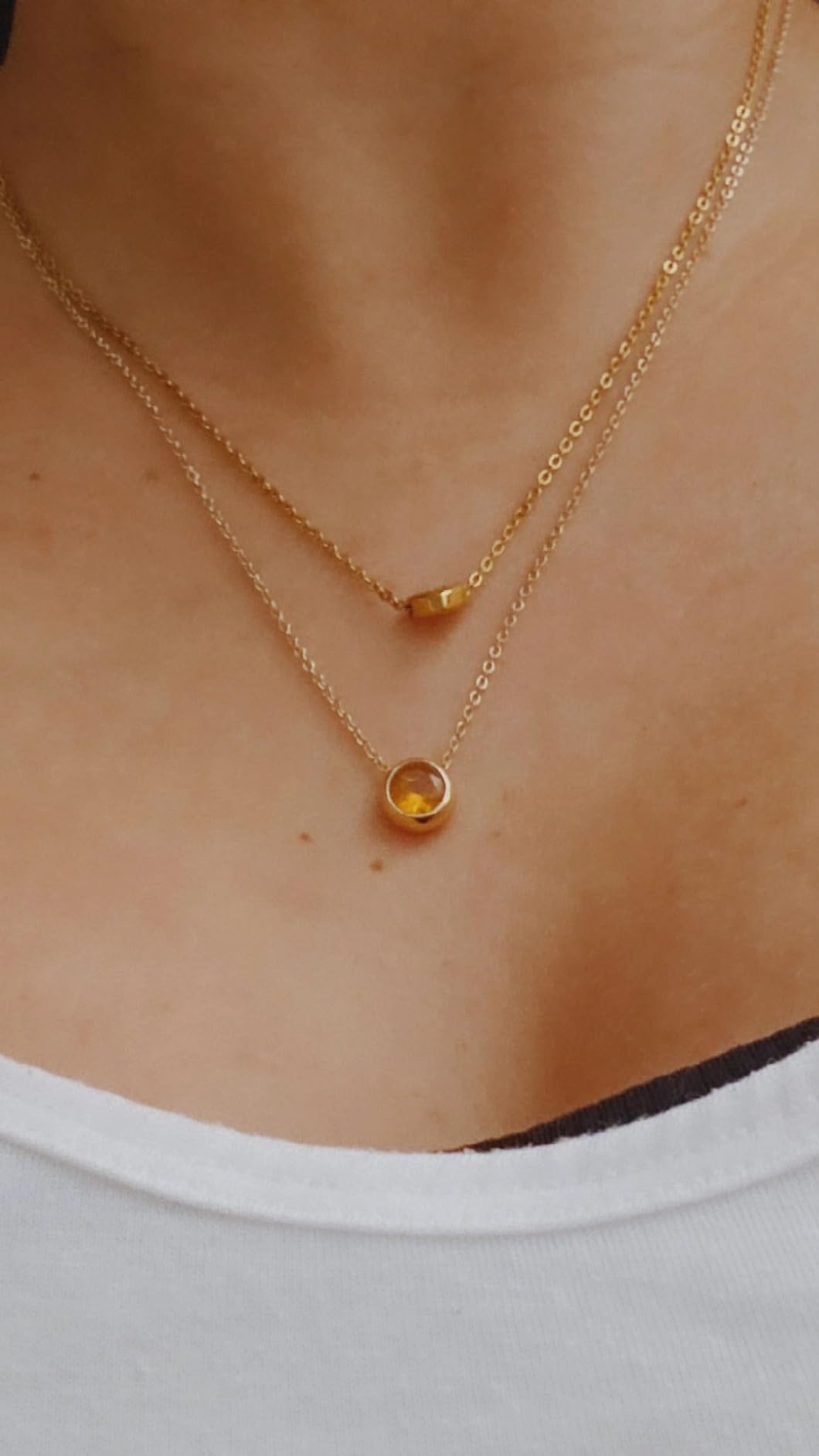 Turandoss Birthstone Necklace for Women, Dainty 14K Gold Plated Red Blue Green Diamond Emerald Birthstone Necklace 12 Month Birthstone Jewelry Birthday Gifts for Women Teen Girls - Customer Photo 4