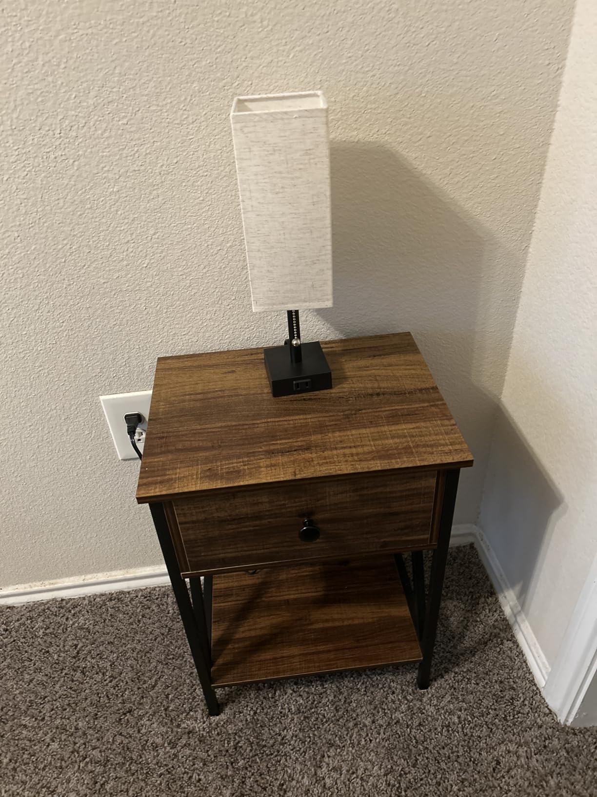 Bedside Table Lamps for Bedroom Set of 2 - Small Rectangular Nightstand Lamp with AC Outlet Charging Port, 3 Color Temperatures Desk Light with Bulb, Tabletop Reading Lamp for Living Room/Dorm/Office Customer Review Bedside Table Lamps for Bedroom Set of 2 - Small Rectangular Nightstand Lamp with AC Outlet Charging Port, 3 Color Temperatures Desk Light with Bulb, Tabletop Reading Lamp for Living Room/Dorm/Office - Customer Photo 1