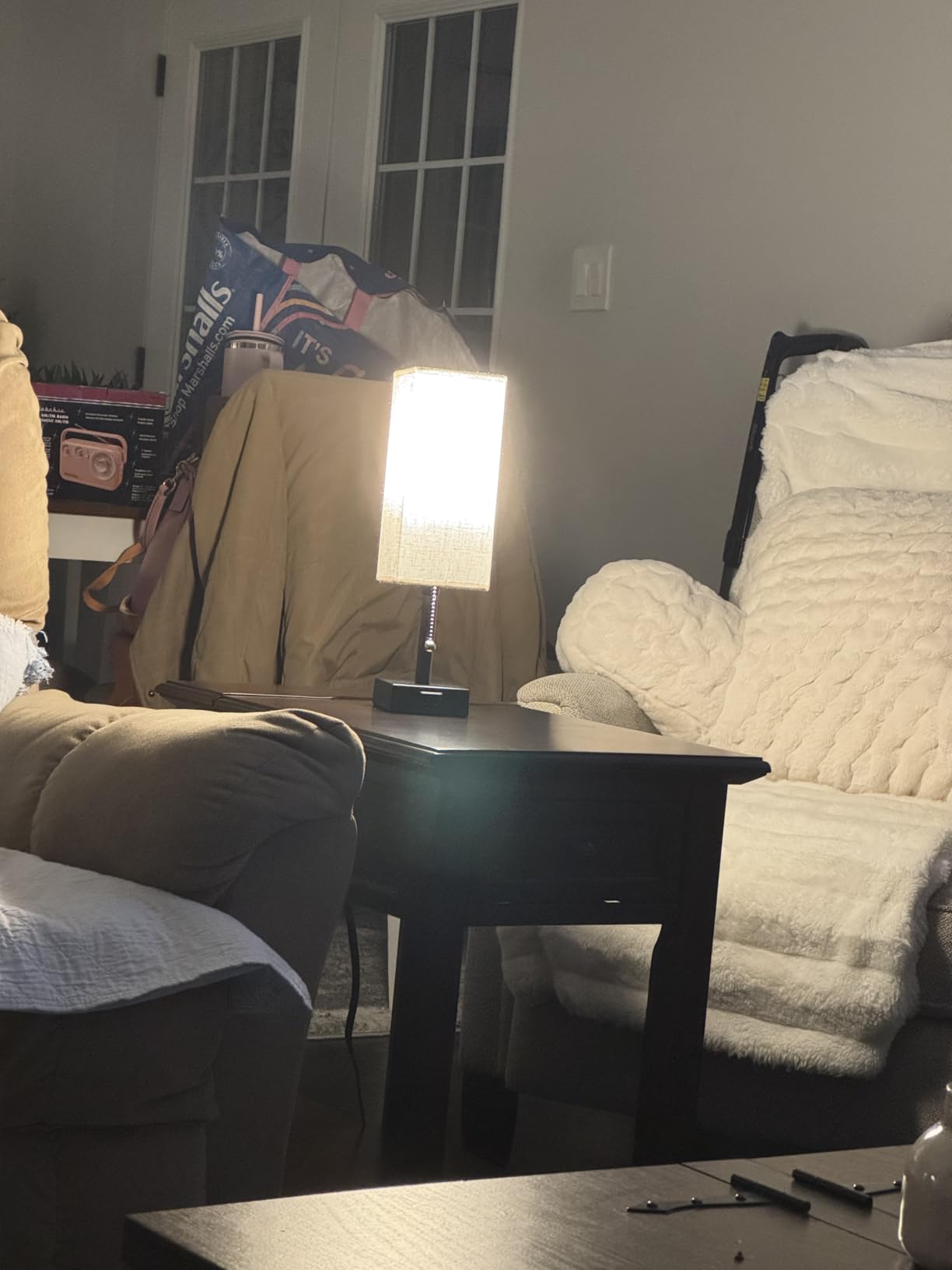 Bedside Table Lamps for Bedroom Set of 2 - Small Rectangular Nightstand Lamp with AC Outlet Charging Port, 3 Color Temperatures Desk Light with Bulb, Tabletop Reading Lamp for Living Room/Dorm/Office Customer Review Bedside Table Lamps for Bedroom Set of 2 - Small Rectangular Nightstand Lamp with AC Outlet Charging Port, 3 Color Temperatures Desk Light with Bulb, Tabletop Reading Lamp for Living Room/Dorm/Office - Customer Photo 2