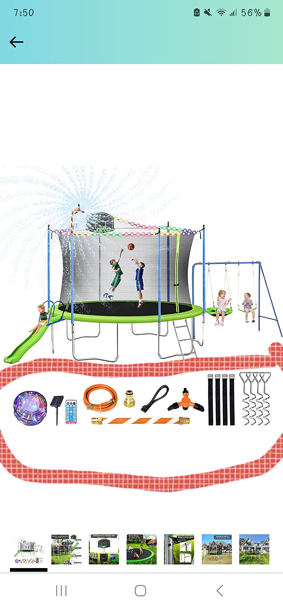Lyromix 12-14FT Trampoline With Slide, Swings, Basketball Hoop and Ladder - ASTM Approved Outdoor Backyard Recreational Equipment With Net, Capacity for 5-7 Kids and Adults - Customer Photo 2